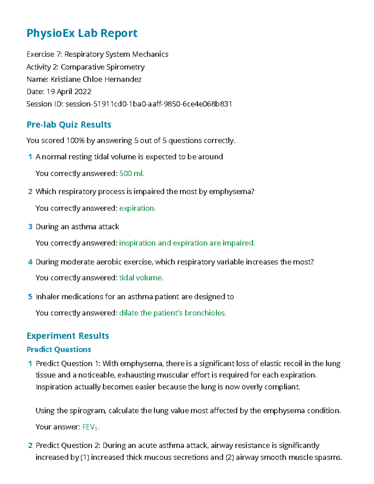 Physio Ex Exercise 7 Activity 2 - PhysioEx Lab Report Exercise 7 ...