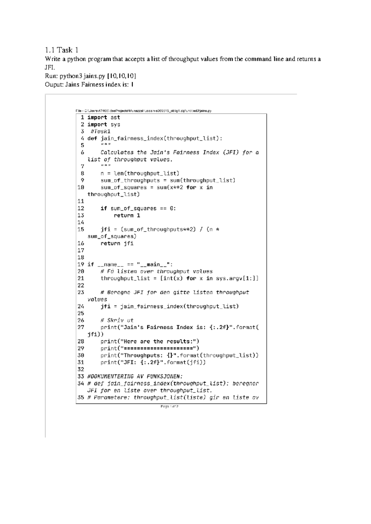 DATA2410 Oblig 1 - 1 Task 1 Write a python program that accepts a list ...