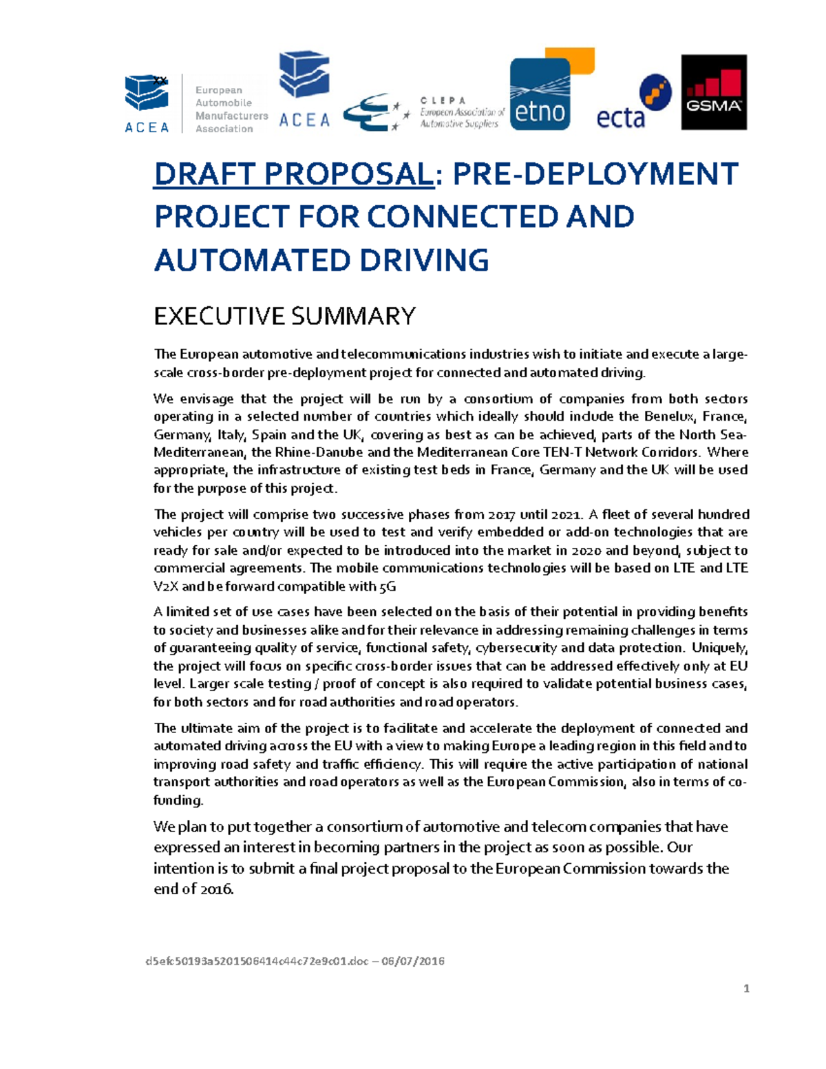 Project proposal driverless cars - DRAFT PROPOSAL: PRE-DEPLOYMENT ...