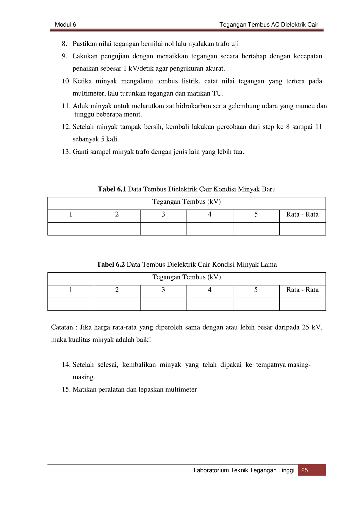 Modul Praktikum T3 -pdf-8 - Modul 6 Tegangan Tembus AC Dielektrik Cair ...