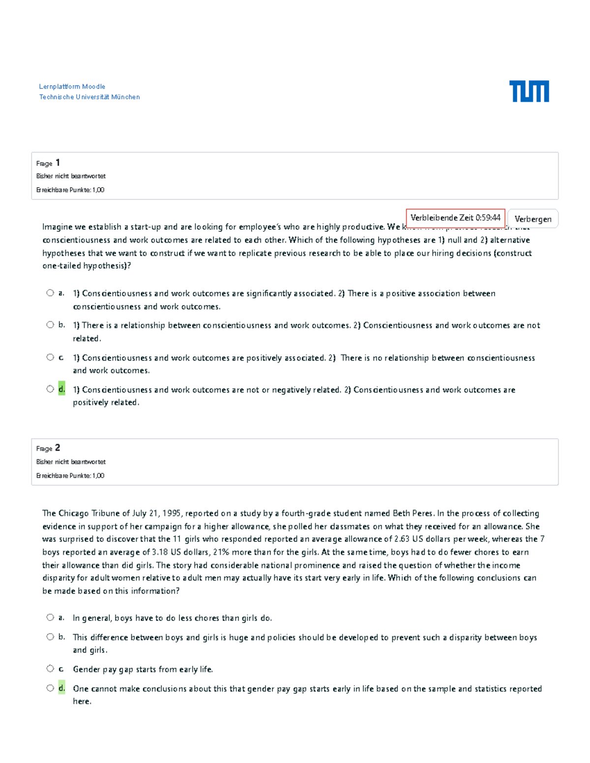 Graded assignment 2 (with answers) - Lernplattform Moodle Technische ...