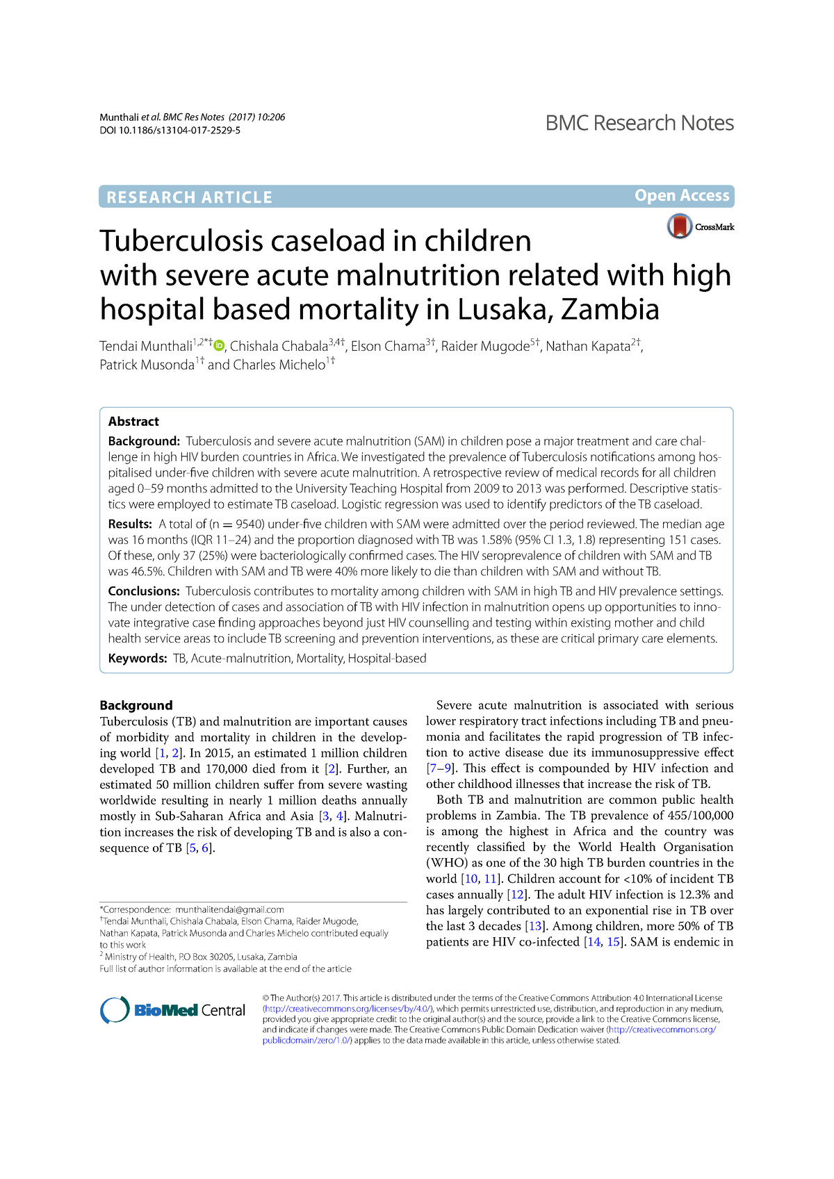 Https:www.ncbi.nlm - Health - Munthali Et Al. BMC Res Notes (2017) 10 ...