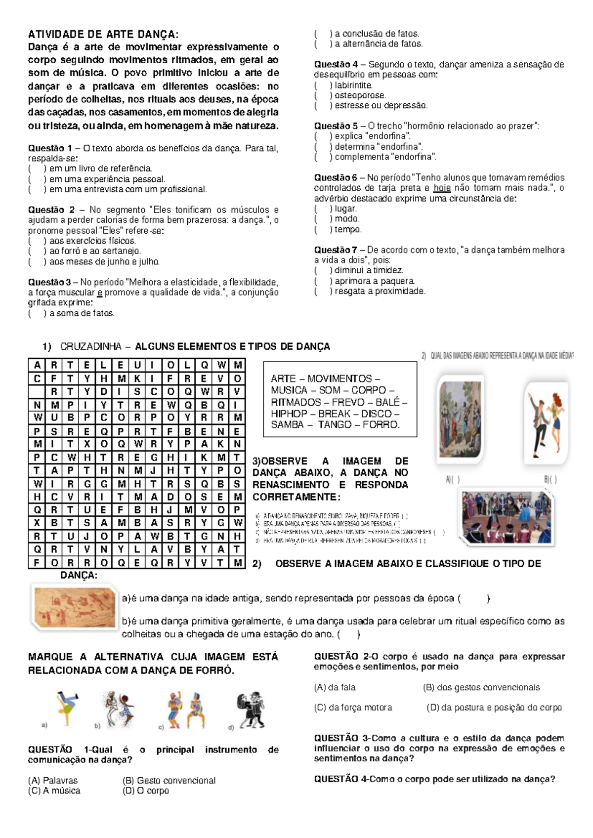 Atividade Pronta De Dança 4º Bimestre Atividade De Arte Dança Dança