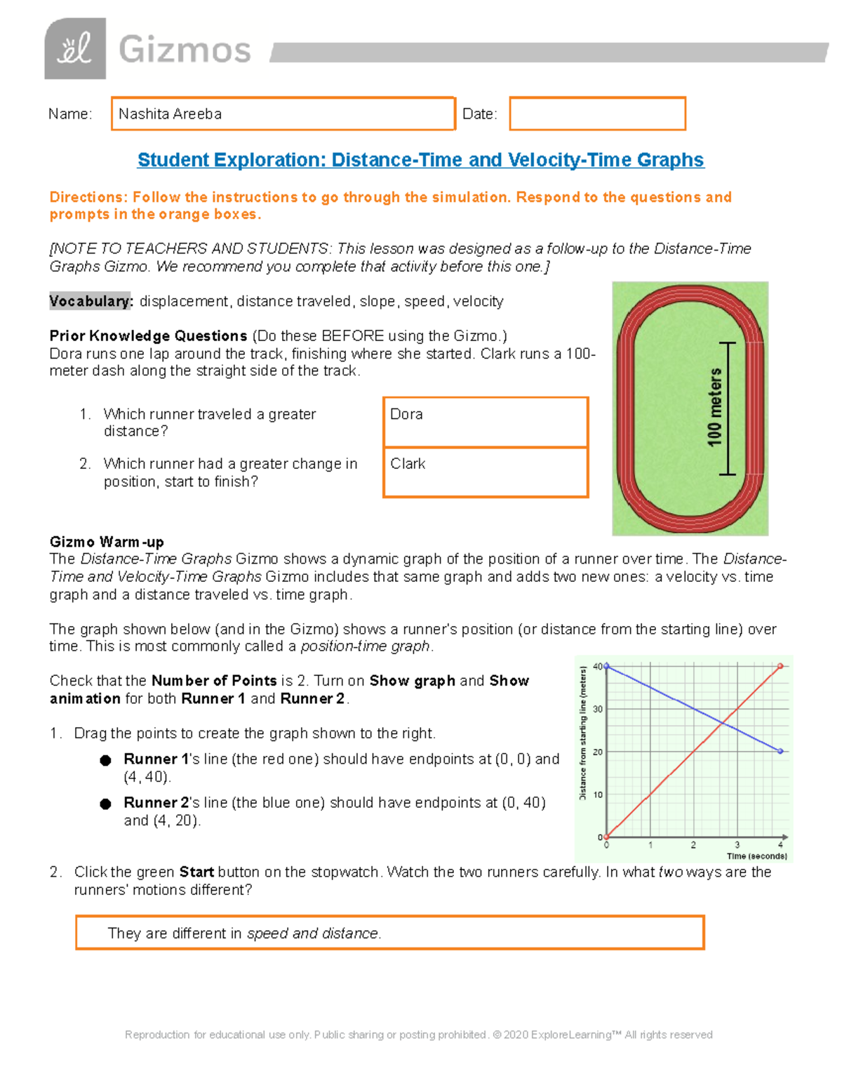 Velocity time Graph Worksheet With Answers Pdf MalcolmHrian