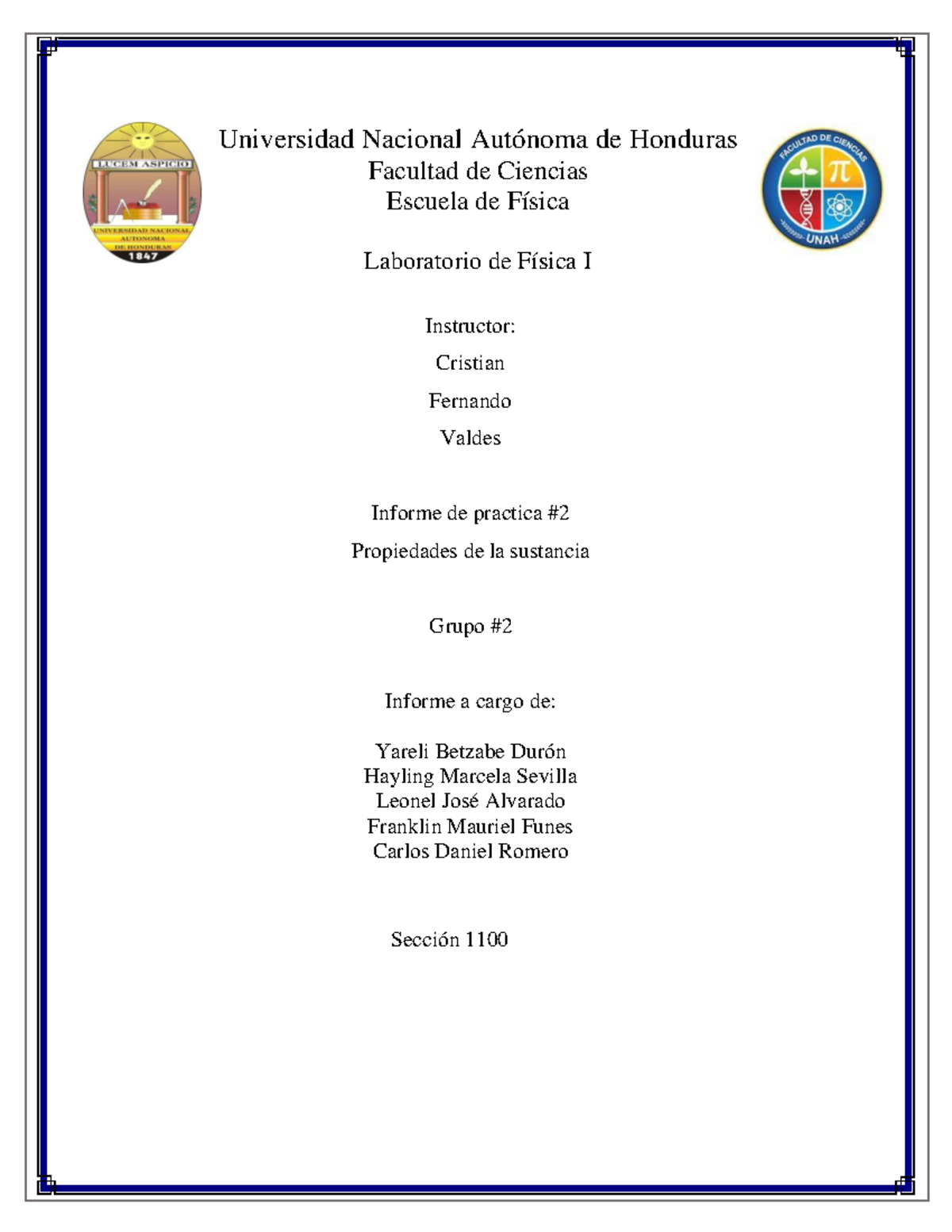 Informe Lab Número 2 Universidad Nacional Autónoma De Honduras Facultad De Ciencias Escuela De 0629