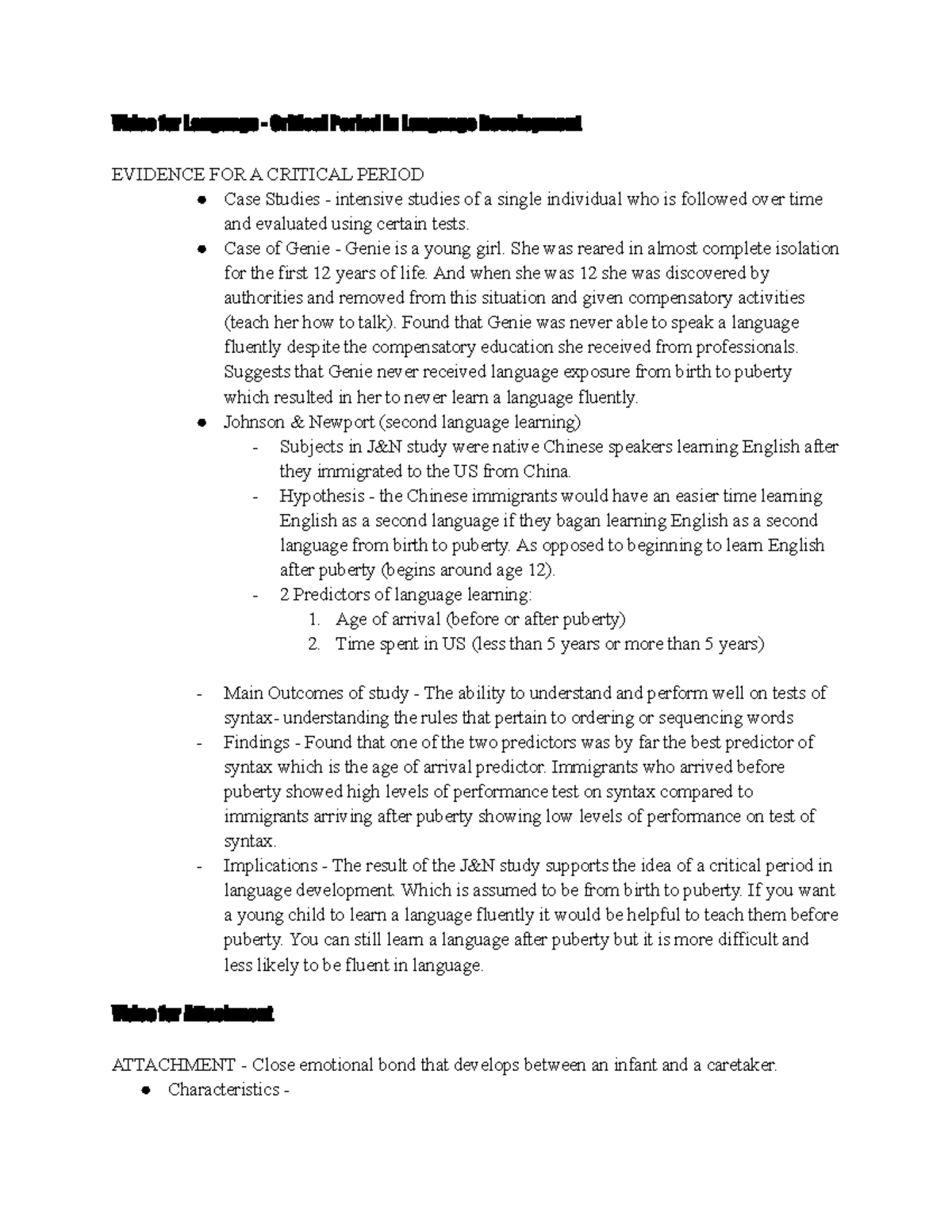 Developmental psych doc 2 - Video for Language - Critical Period in ...