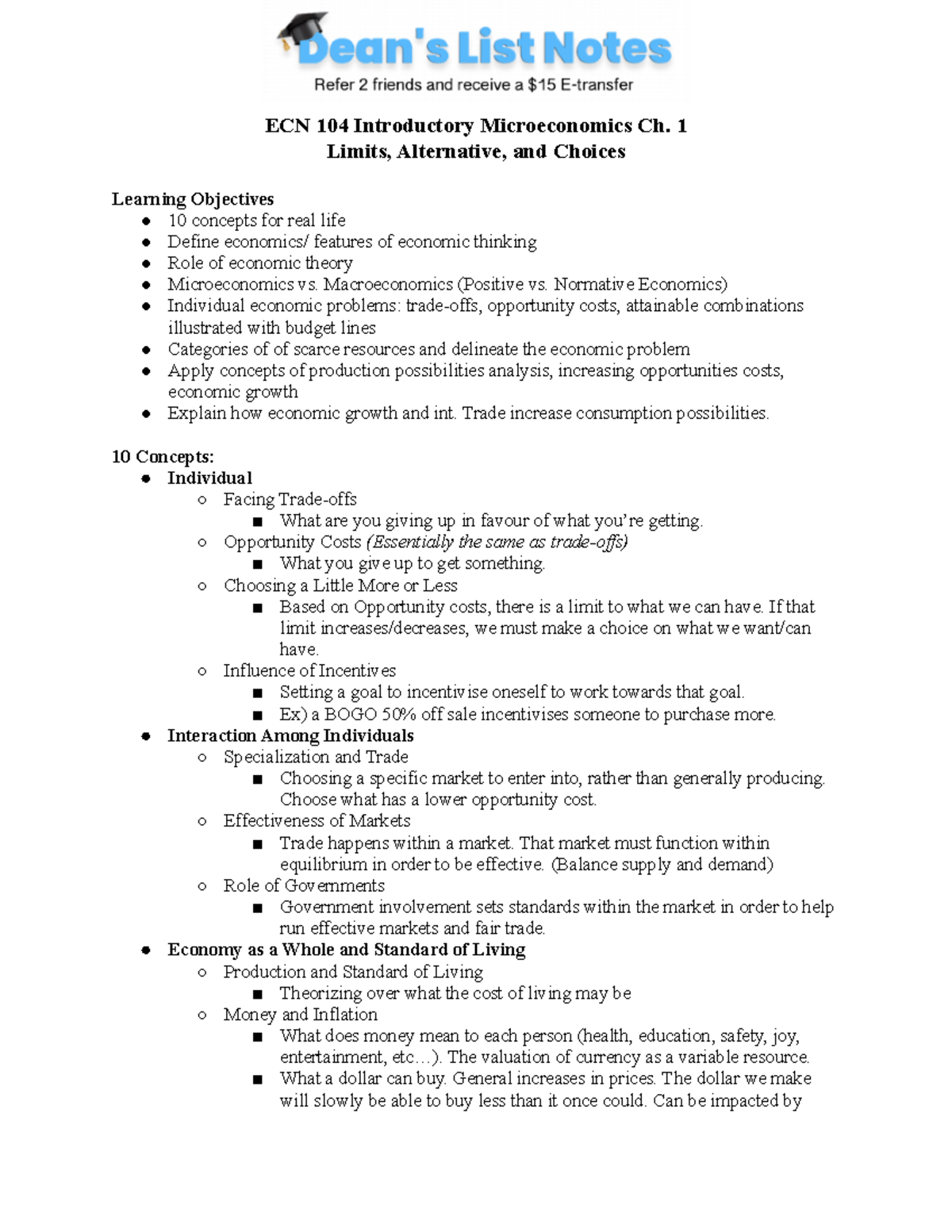 CH 1 - ECN 104 - Lecture notes 1 - ECN 104 Introductory Microeconomics ...