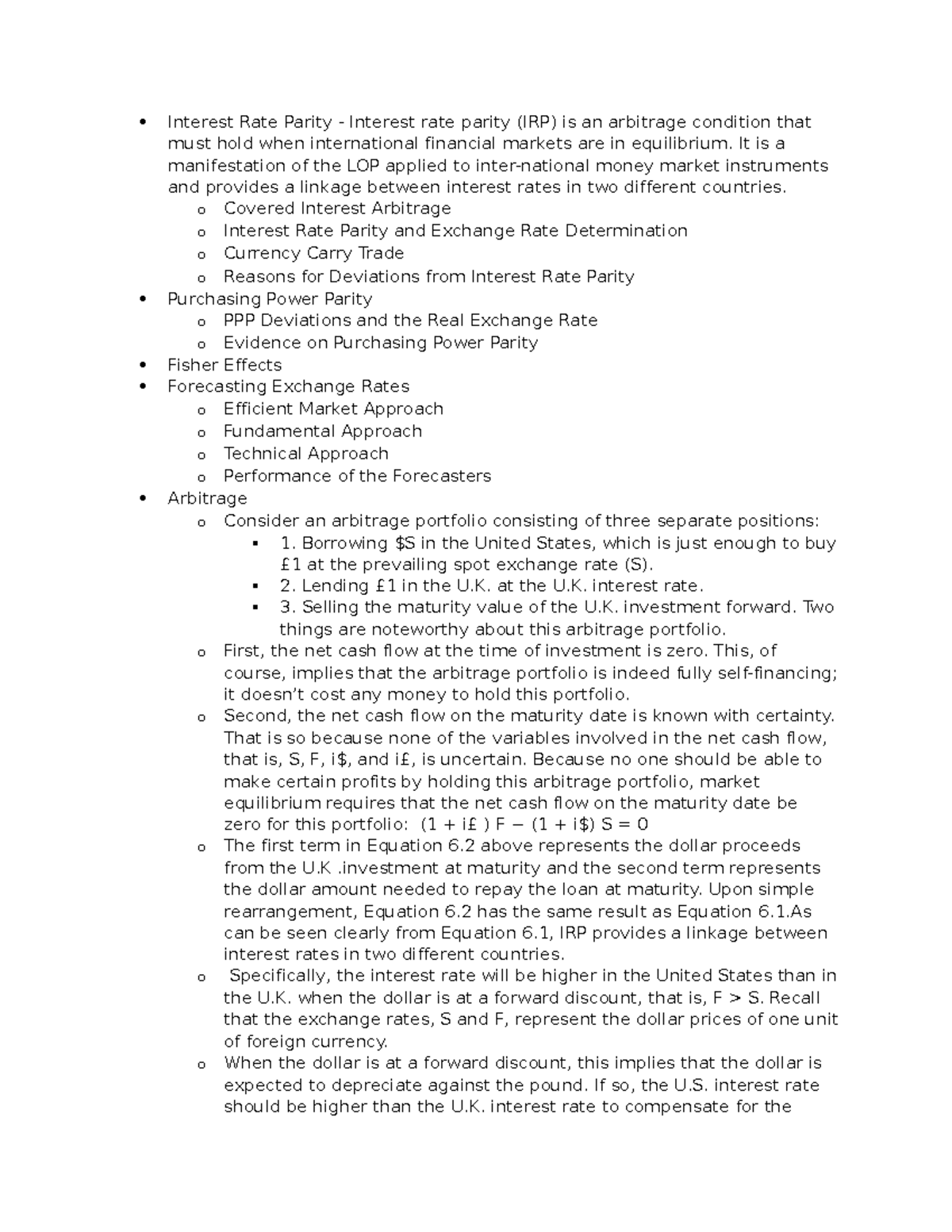 Chapter 6 - textbook - Interest Rate Parity - Interest rate parity (IRP ...