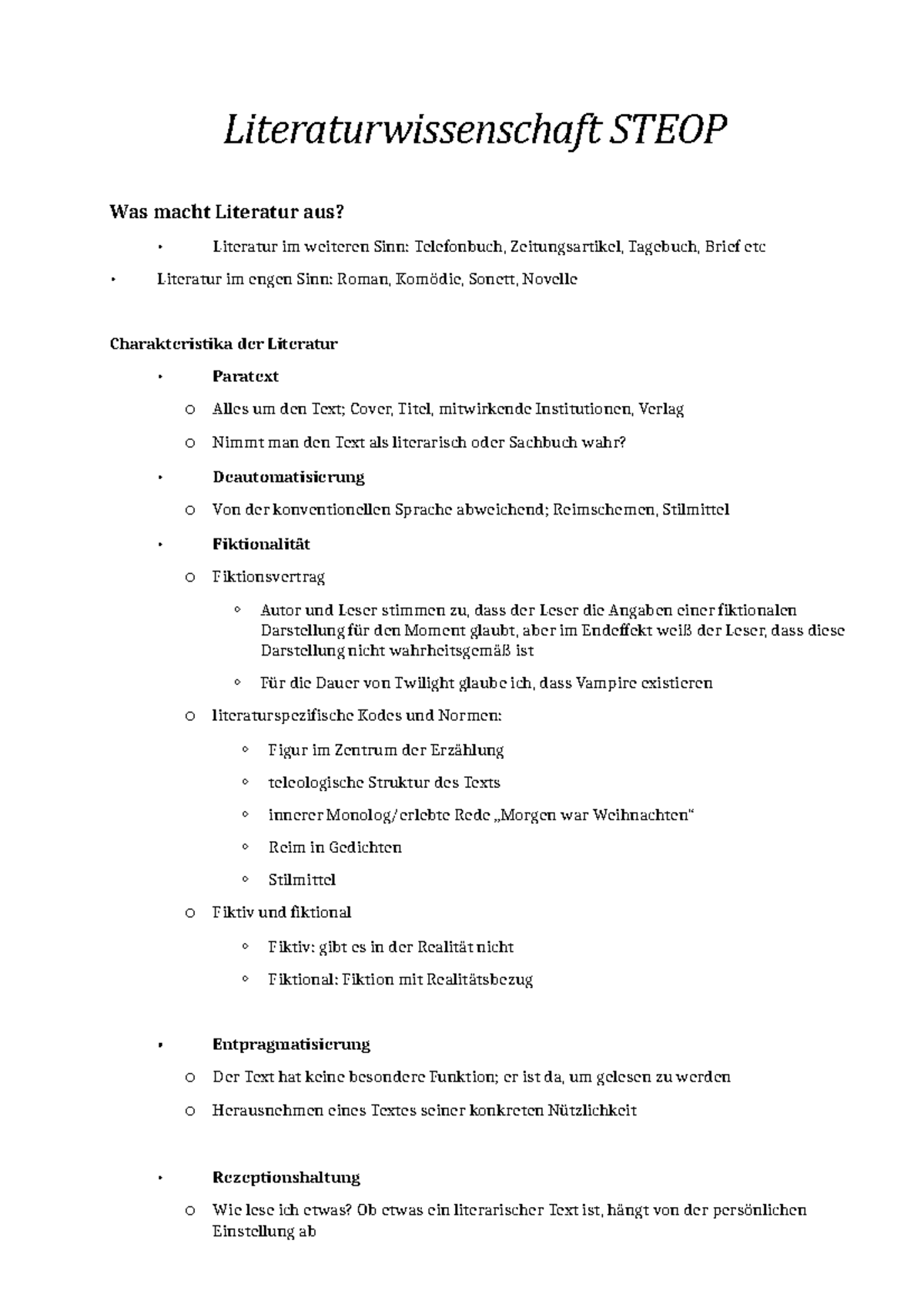 Literaturwissenschaften Steop - Literaturwissenschaft STEOP Was macht ...