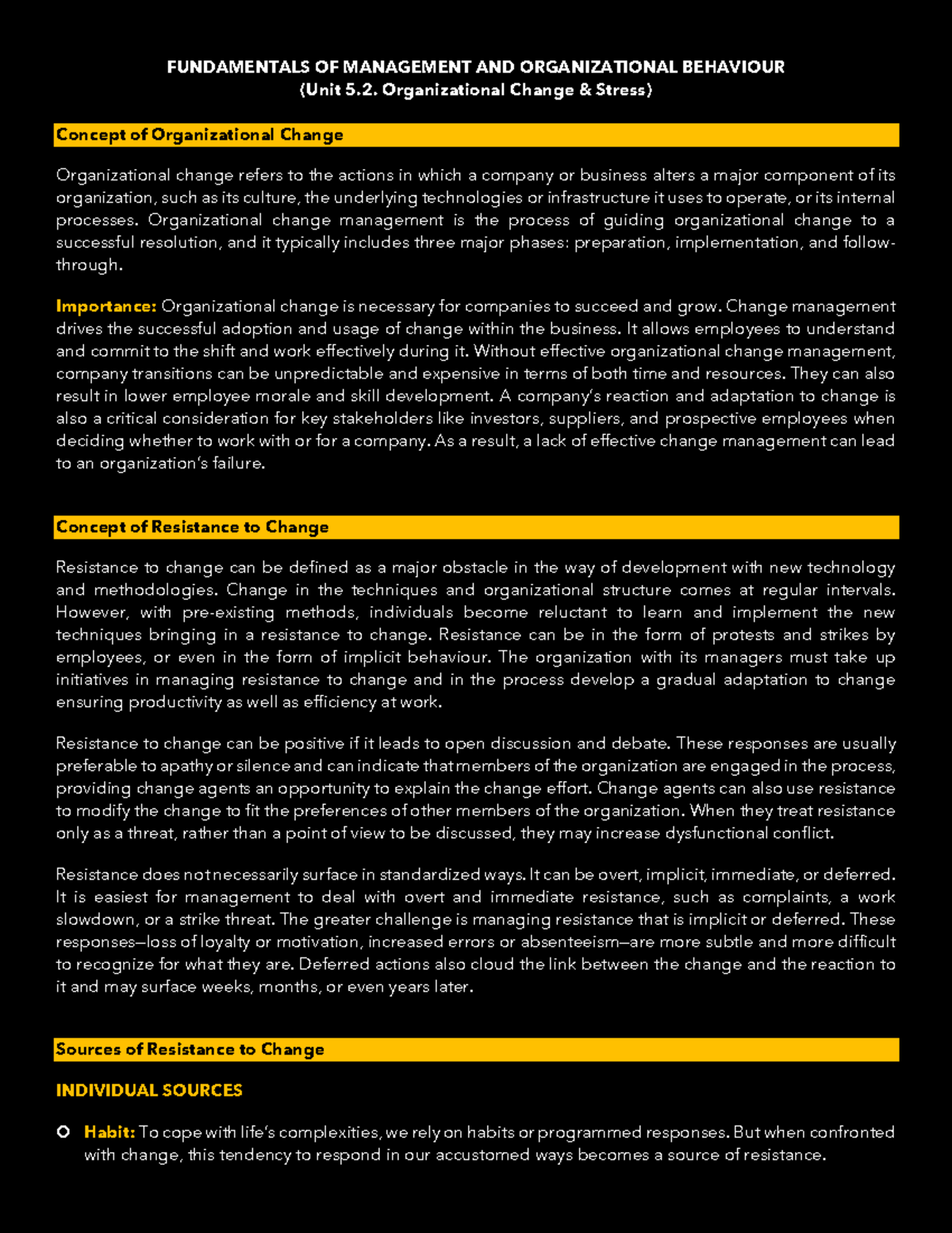 Fundamentals OF Management AND Organizational Behaviour UNIT 5.2 BMS ...