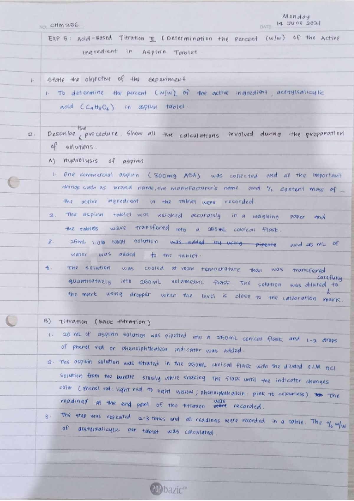 CHM256 LAB REPORT EXP 5 - Basic Analytical Chemistry - Studocu