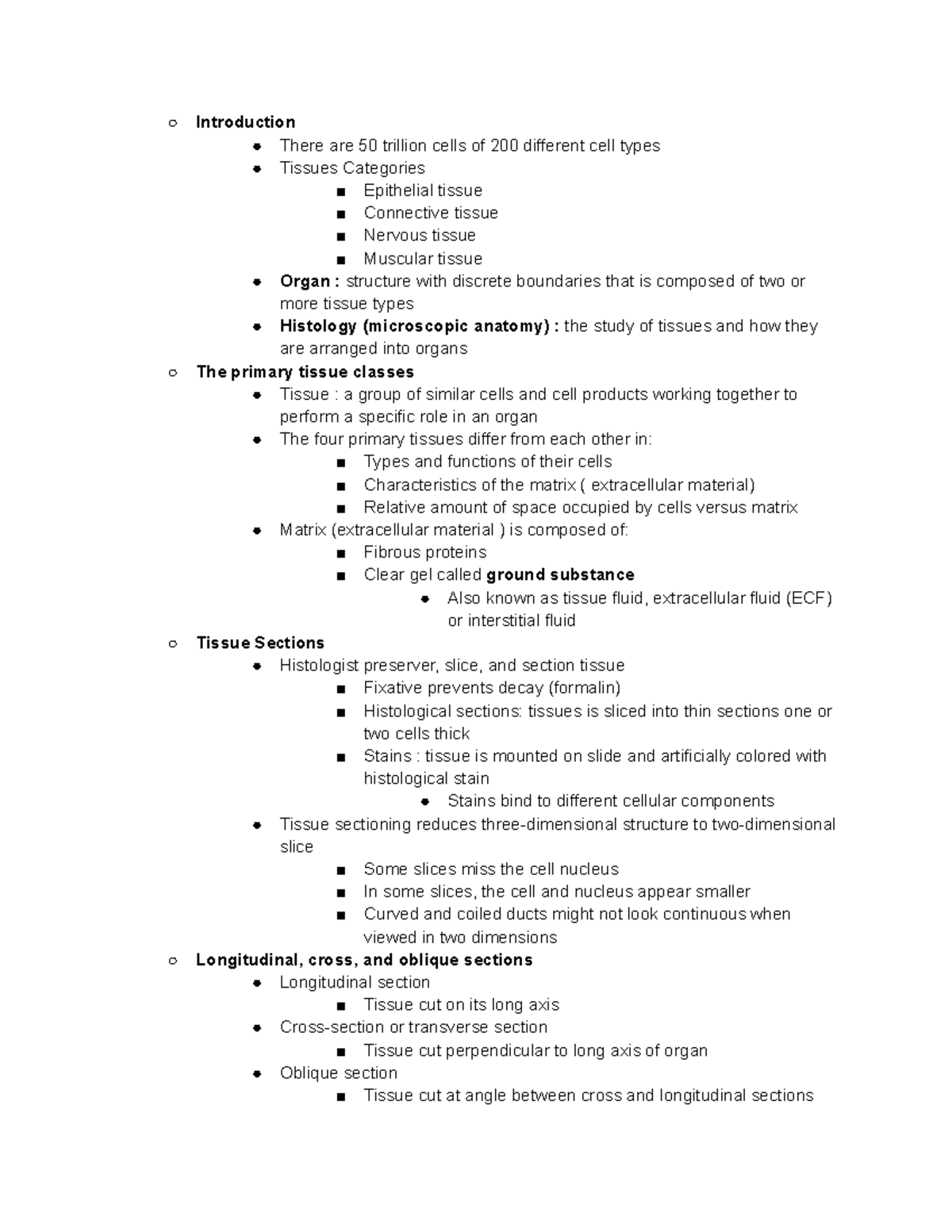 Untitled document-2 - tissue notes - Introduction There are 50 trillion ...
