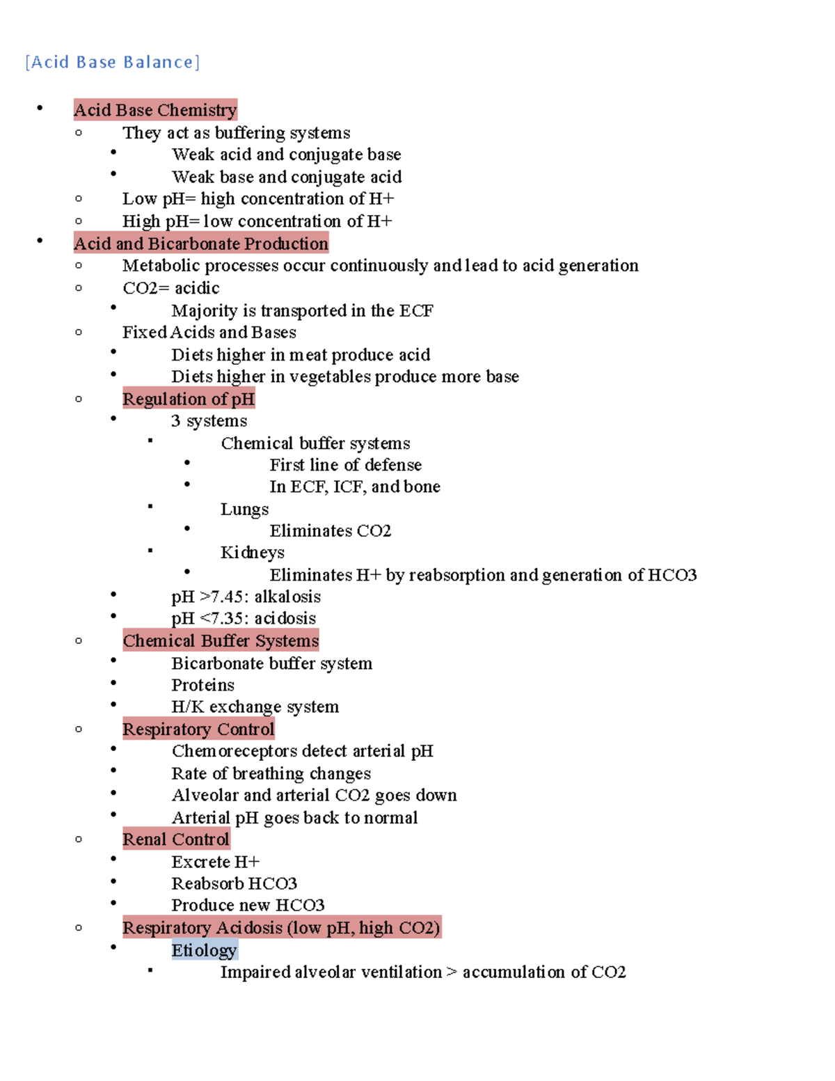 acid base balance assignment