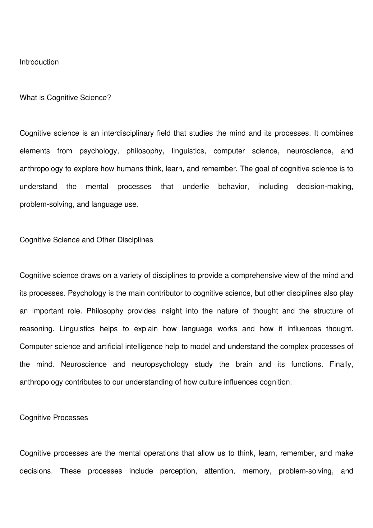 cognitive science essay topics