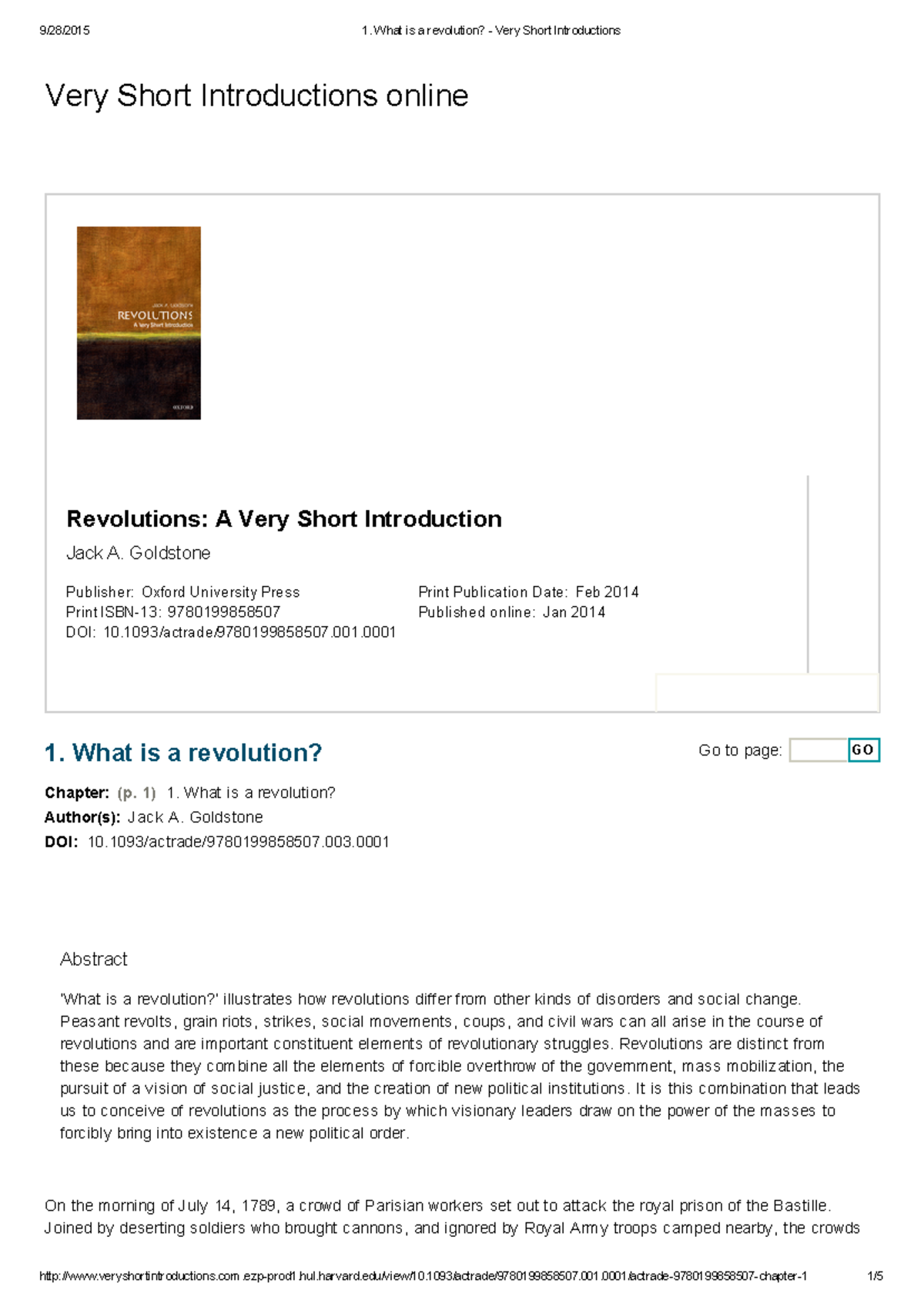 Goldstone - What is a Revolution - Publisher: Oxford University Press ...