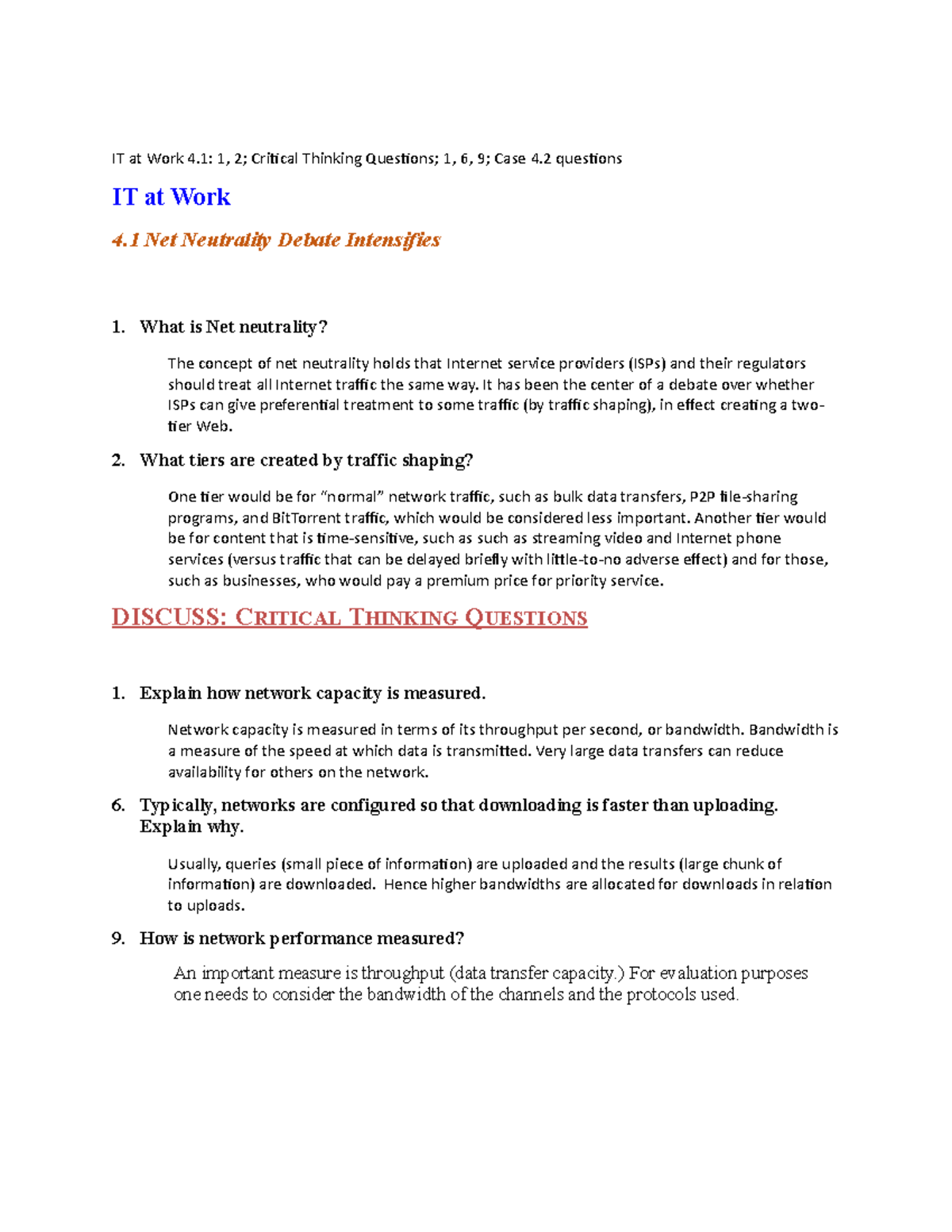 critical thinking questions chapter 4