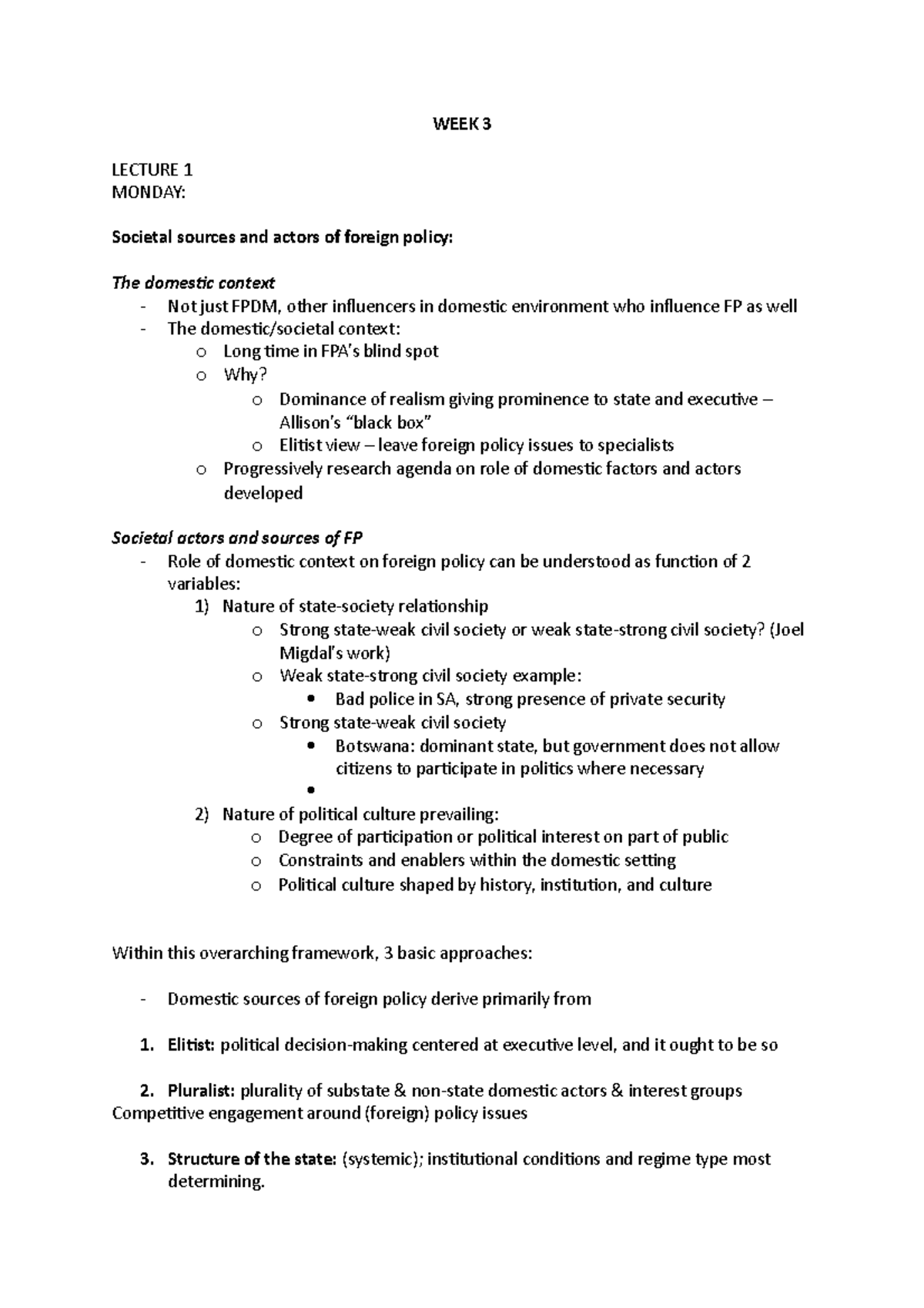 Week 3 notes - Political Science 252 - WEEK 3 LECTURE 1 MONDAY ...