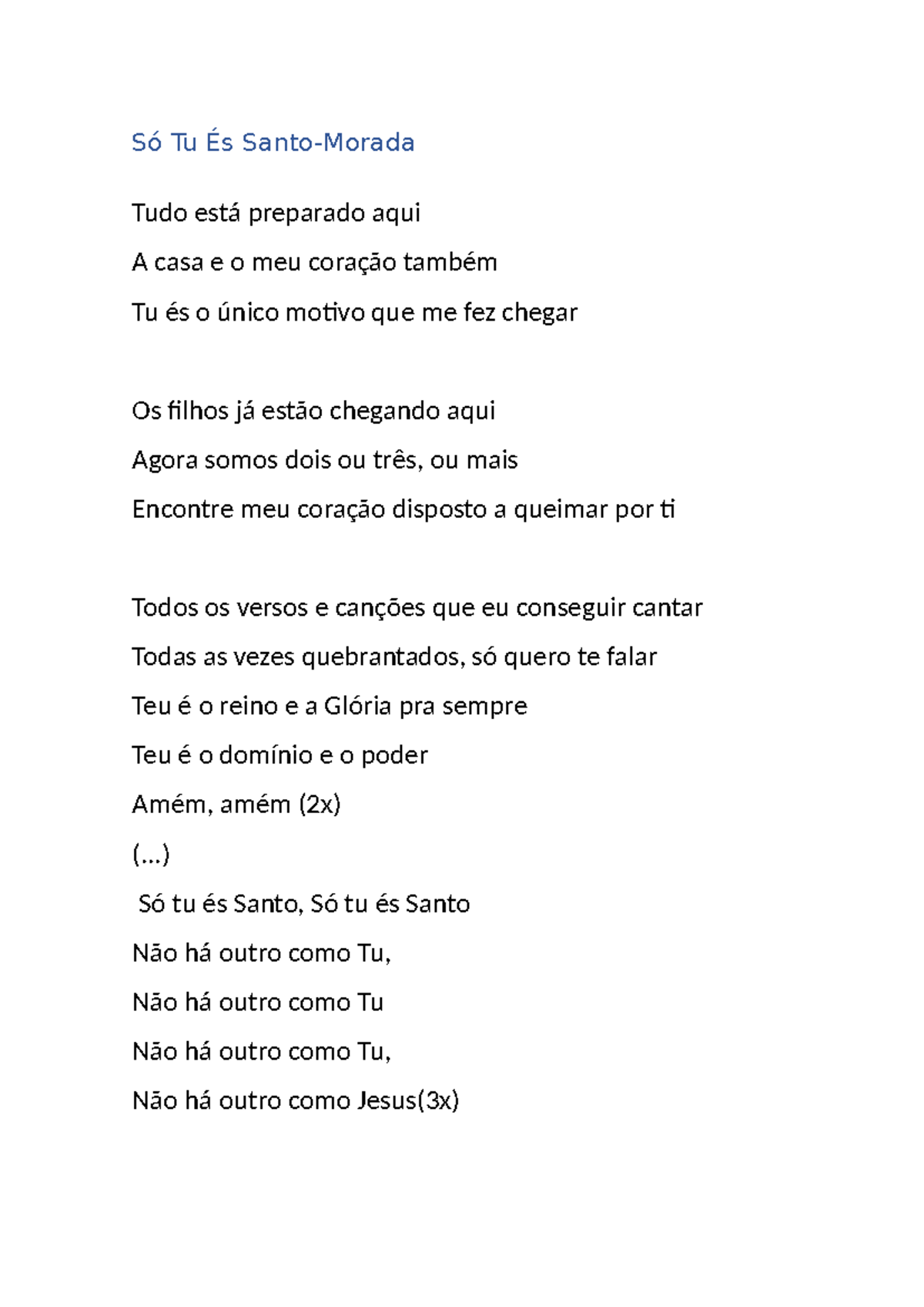 Só Tu És Santo - letras de musicas gospel - Só Tu És Santo-Morada Tudo ...
