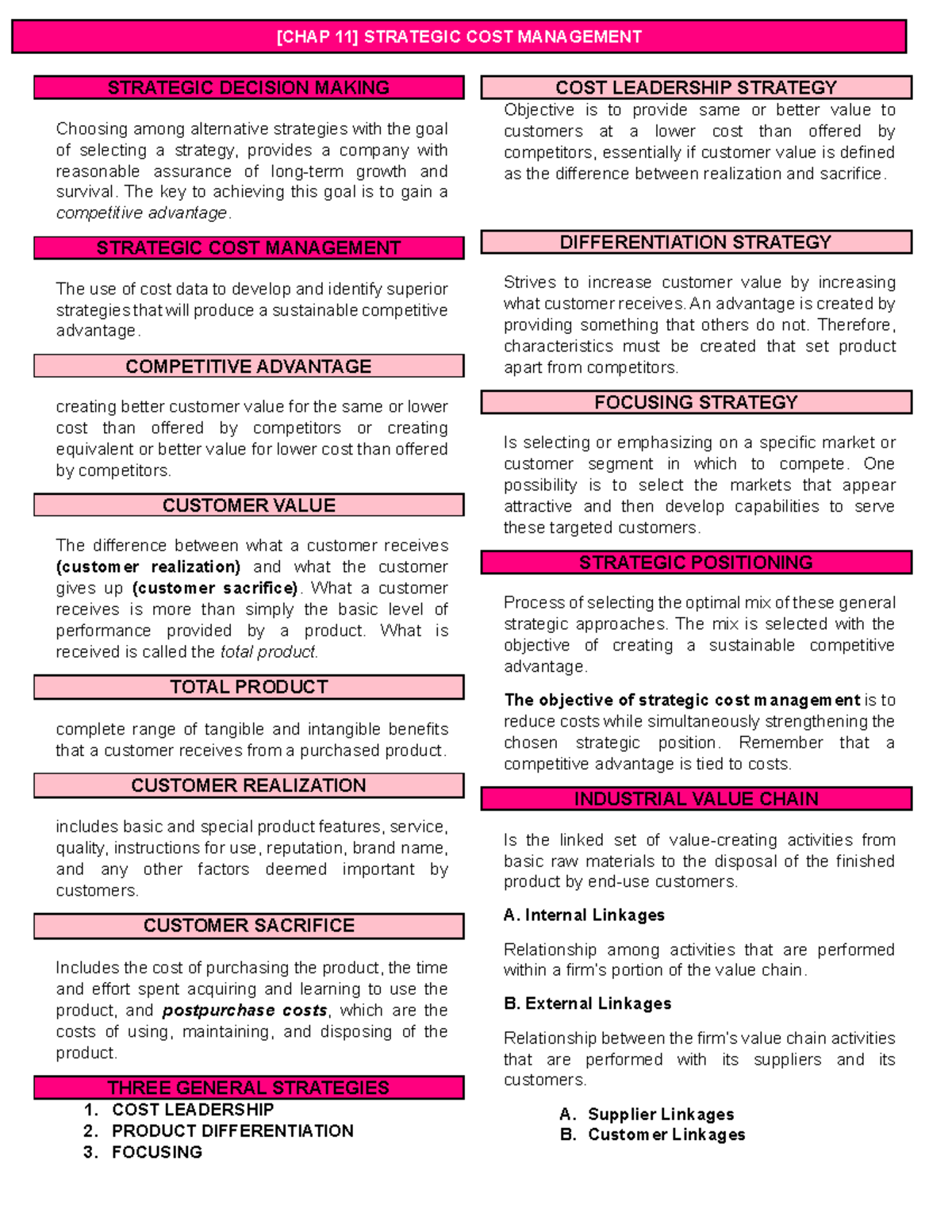 Strategic COST Management - [CHAP 11] STRATEGIC COST MANAGEMENT ...