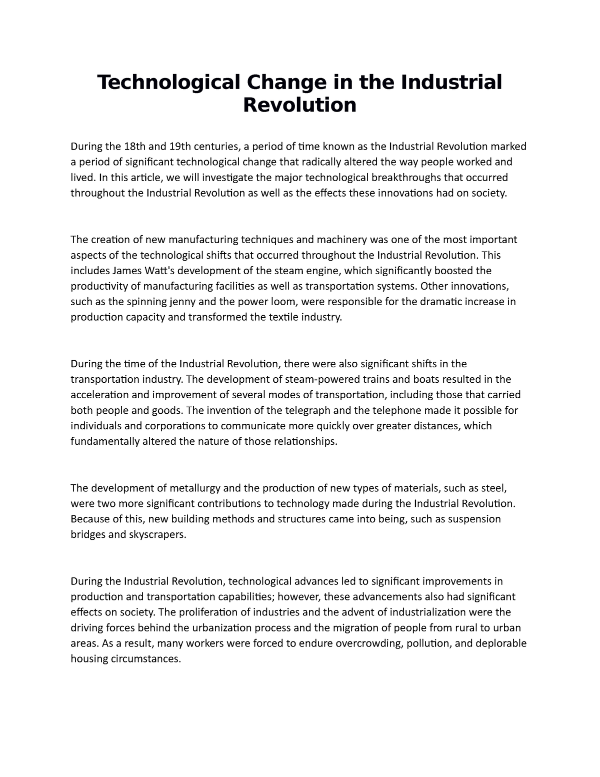 technological revolution essay pdf