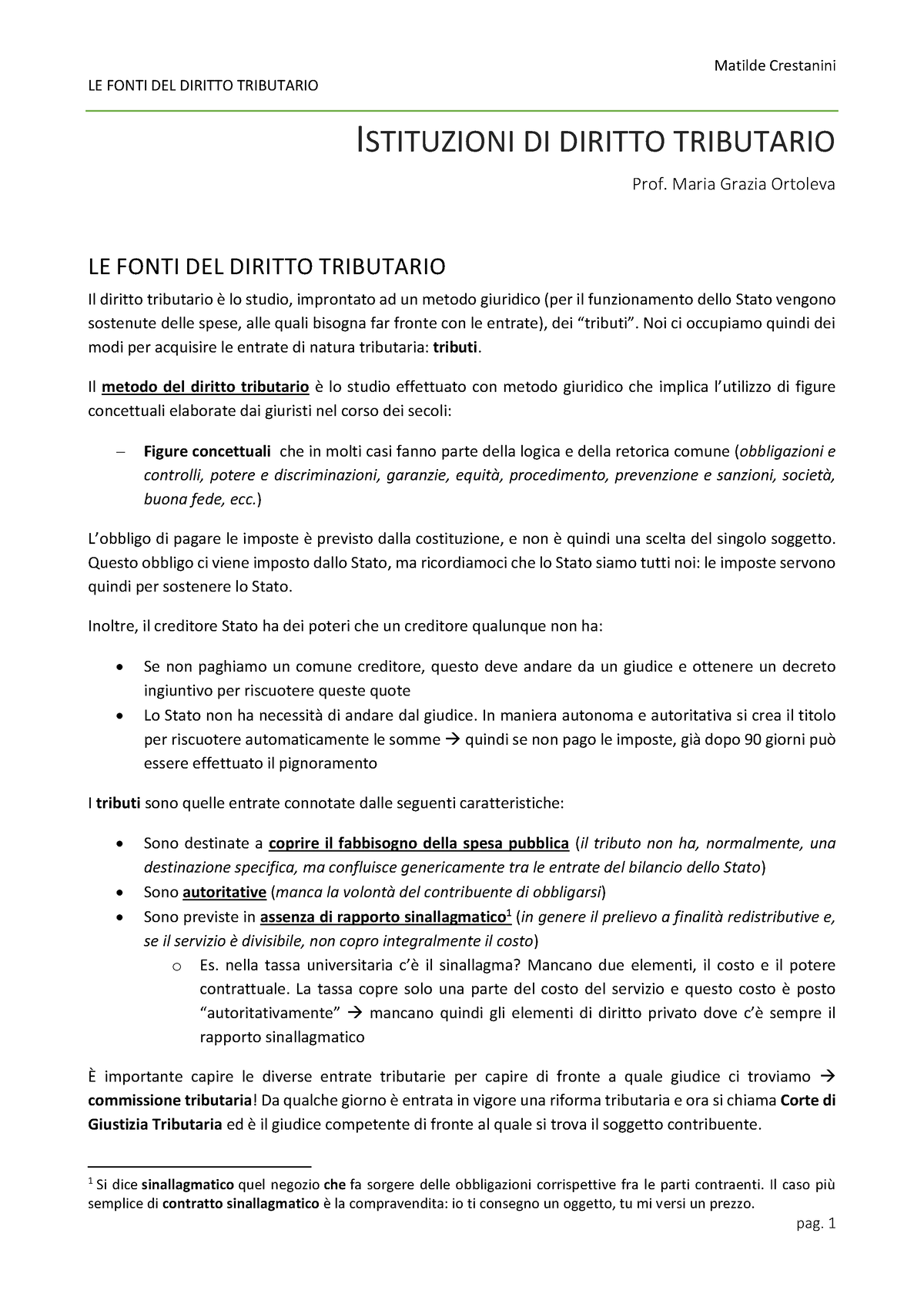 Istituzioni Di Diritto Tributario Appunti Le Fonti Del Diritto Tributario Istituzioni