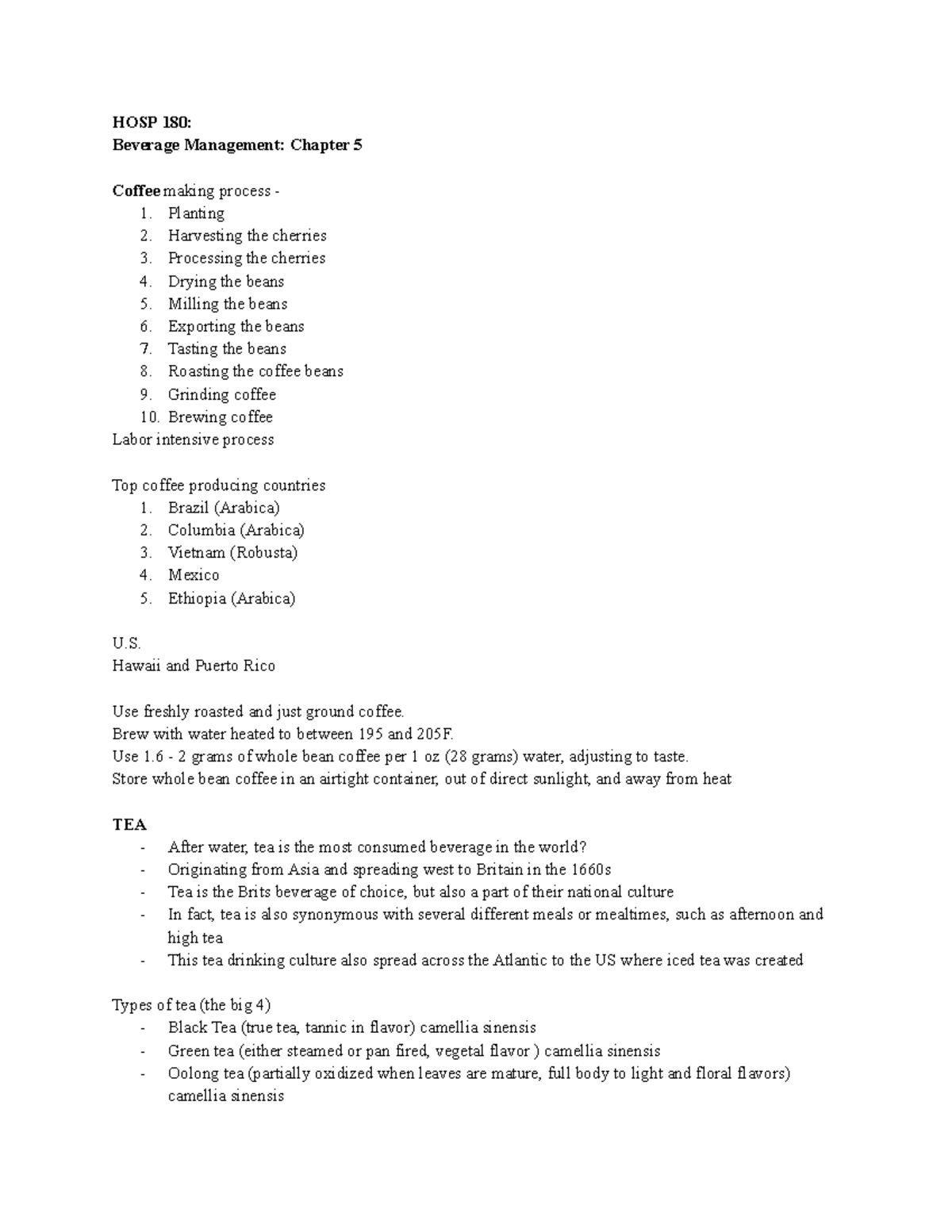 HOSP 180 Beverage Management Chpater 5 - HOSP 180: Beverage Management ...