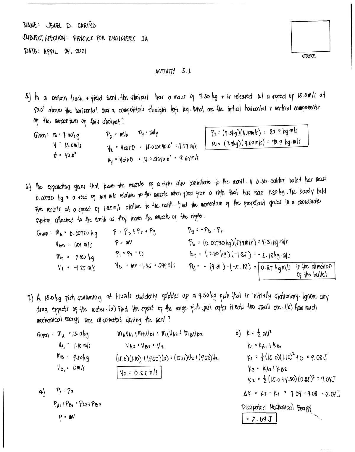 PHY1ME1A Activity 5 - College Physics 1 - PangSU - Studocu