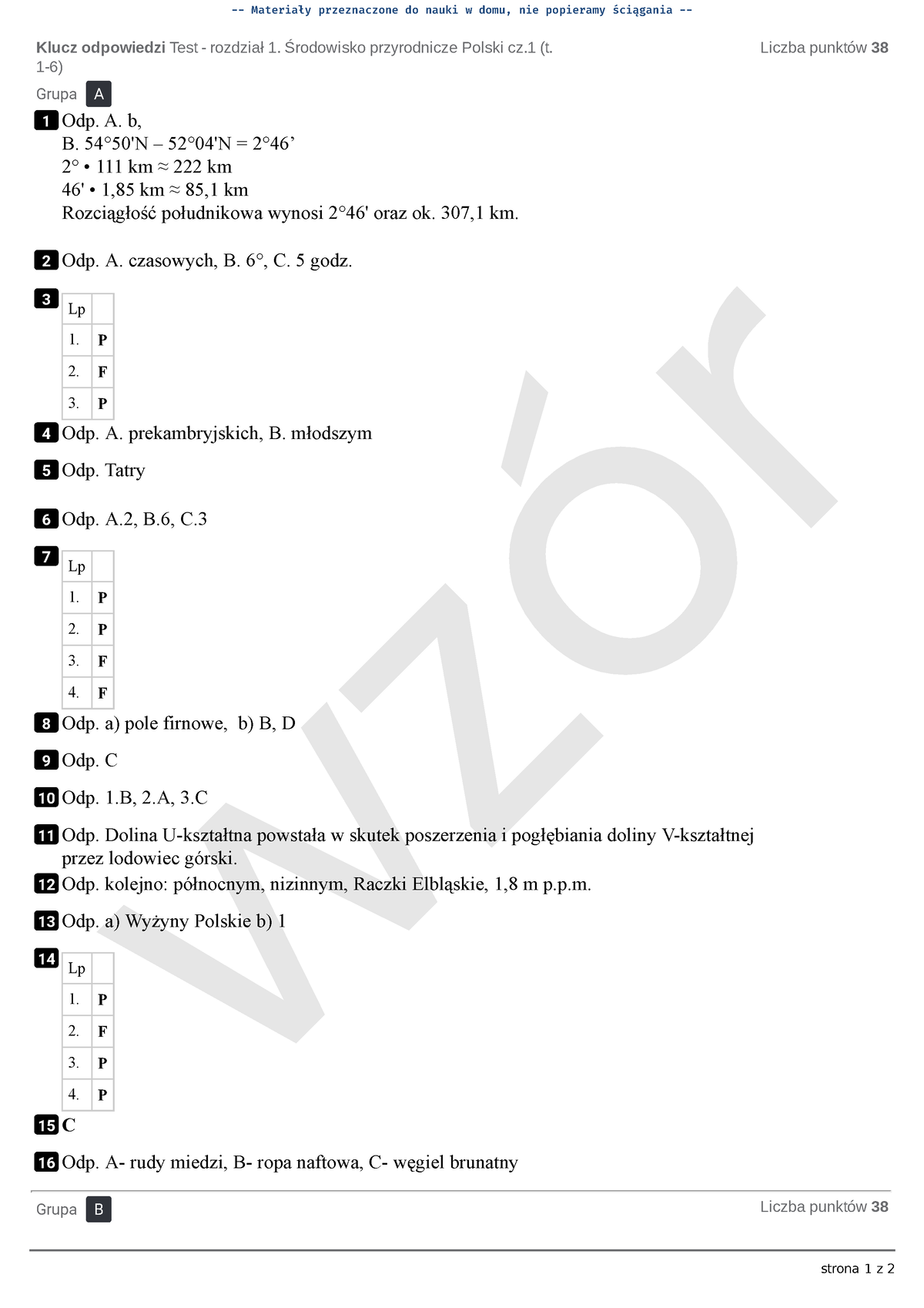 Test Dzial 1 Tematy 1 6 Odpowiedzi Strona 1 Z 2 Klucz Odpowiedzi Test Rozdział 1 Środowisko 7124