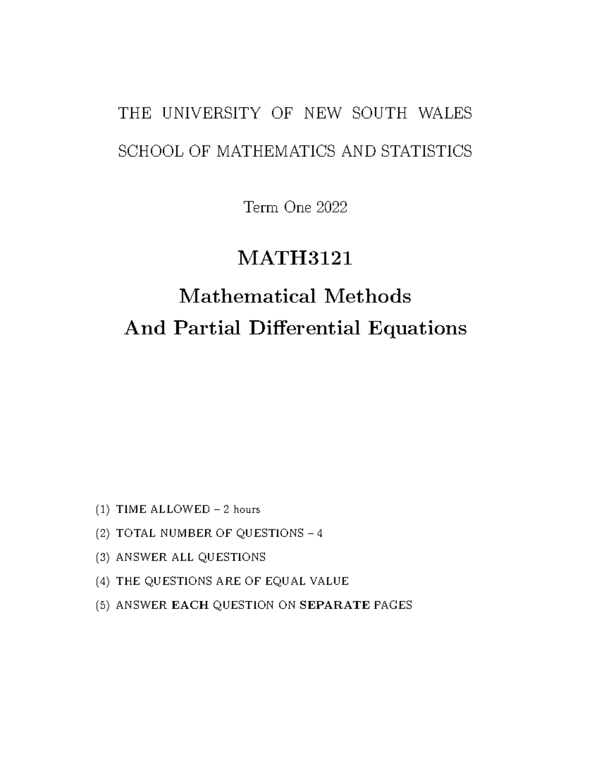 Math3121 2022 T1 exam-2 - THE UNIVERSITY OF NEW SOUTH WALES SCHOOL OF ...