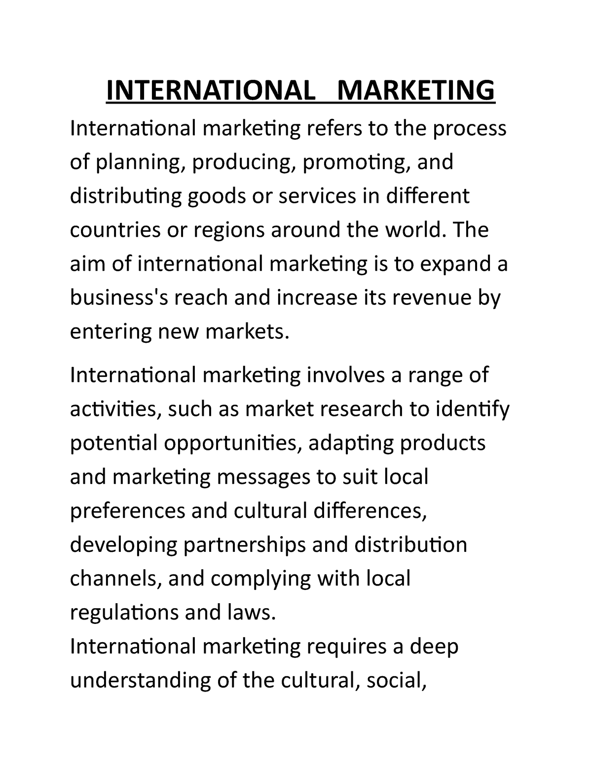 term paper topics for international marketing