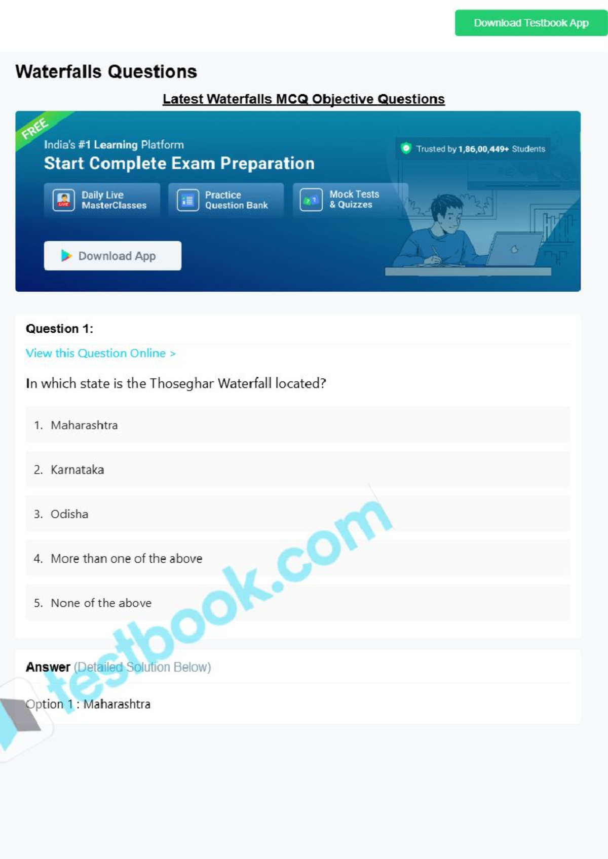 Mcq on waterfalls 5eea6a1239140 f30f369ec95 - Download Testbook App ...