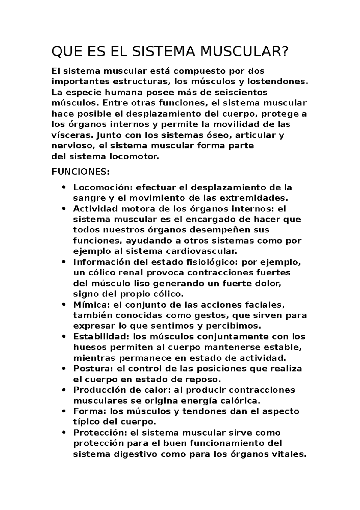 Que Es El Sistema Muscular