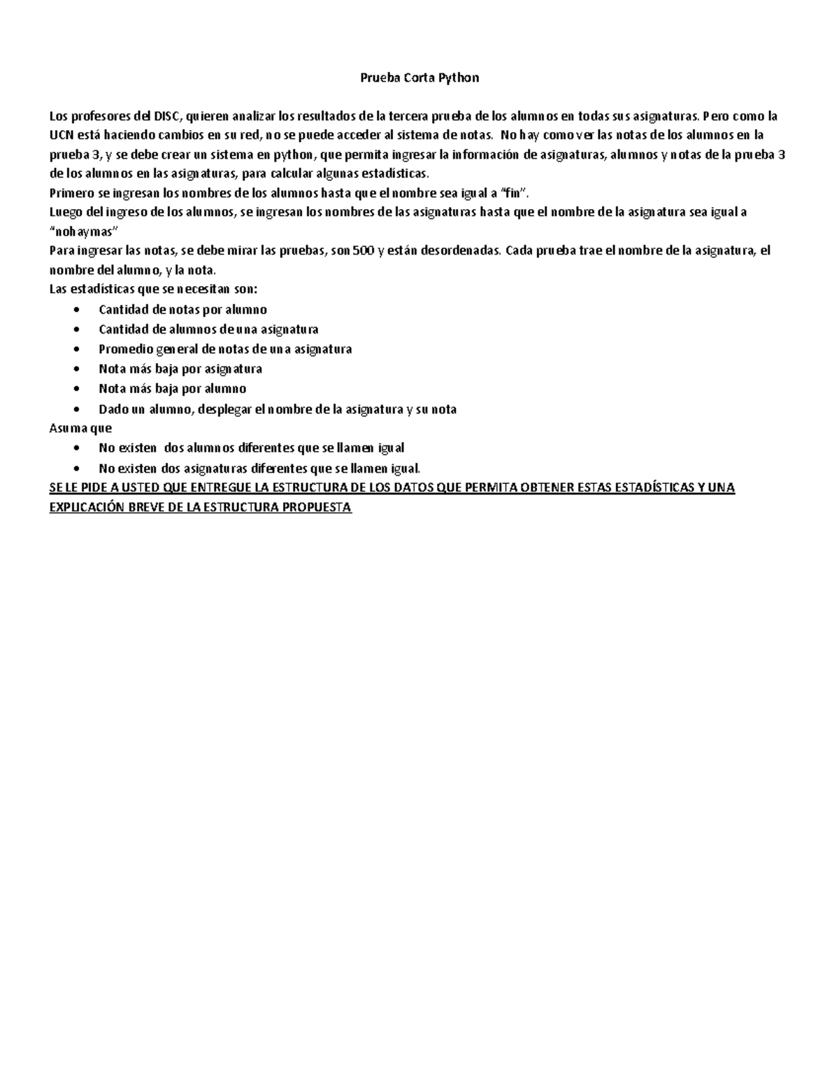 Examen 2017, preguntas - Prueba Corta Python Los profesores del DISC ...