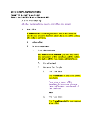 Chapter 1 Part B Outline Comm Transactions - COMMERCIAL TRANSACTIONS ...