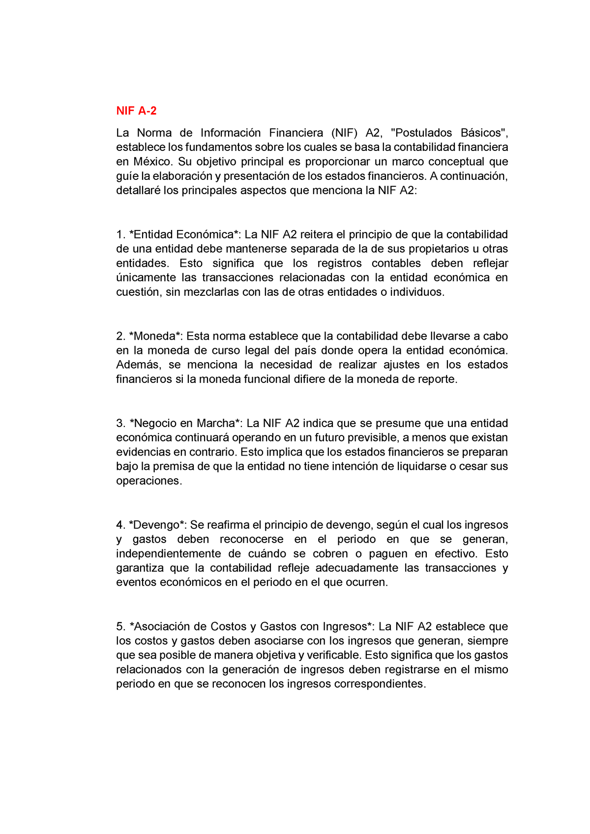 Nif A2 Y A5 Resumen Contabilidad Superior Nif A La Norma De