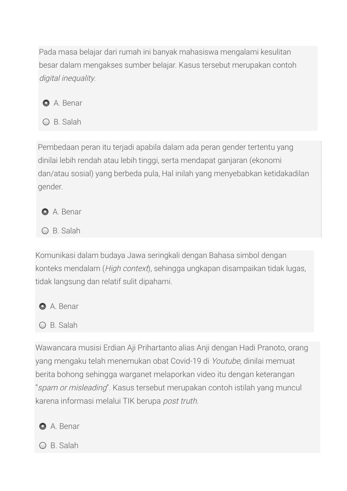 Kuis 2 Sosio - Kuis mengenai perbedaan gender dan jenis kelamin serta ...