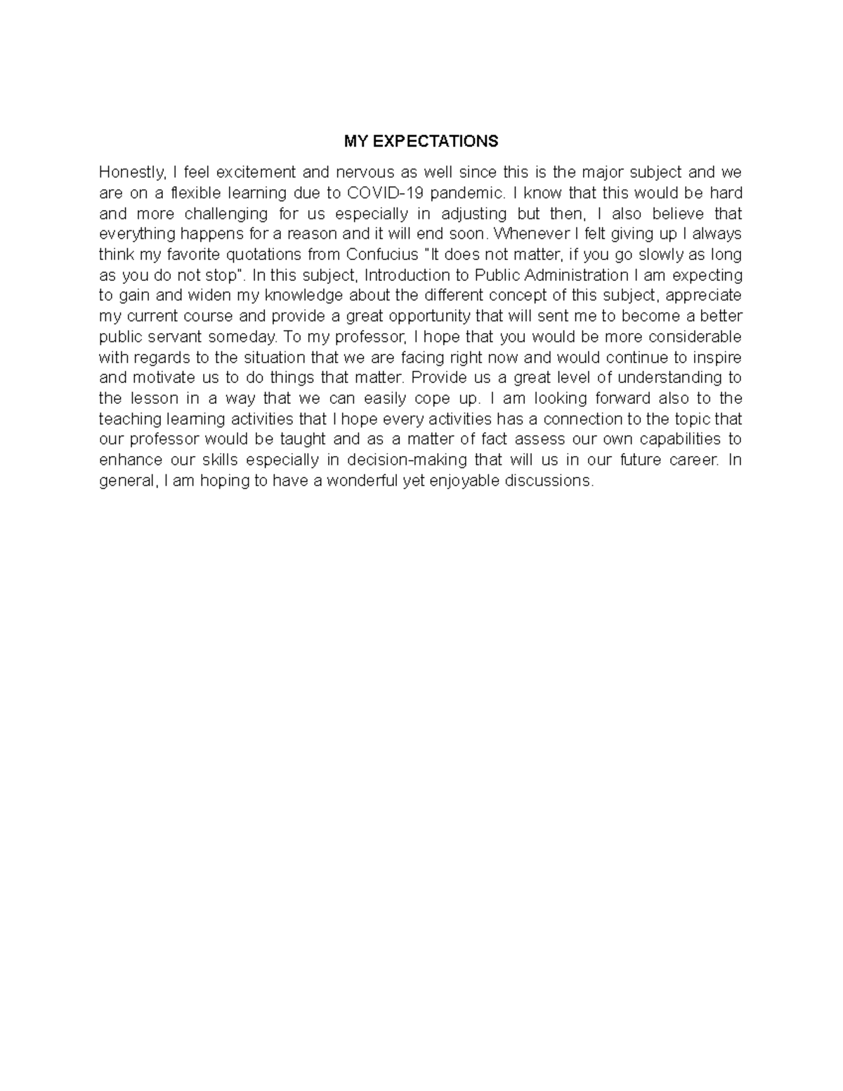 expectation in research subject essay