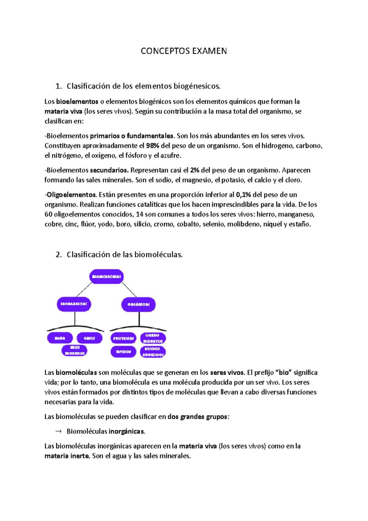 B Y G 1 1 - Actividades De Biología - CONCEPTOS EXAMEN 1. Clasificación ...