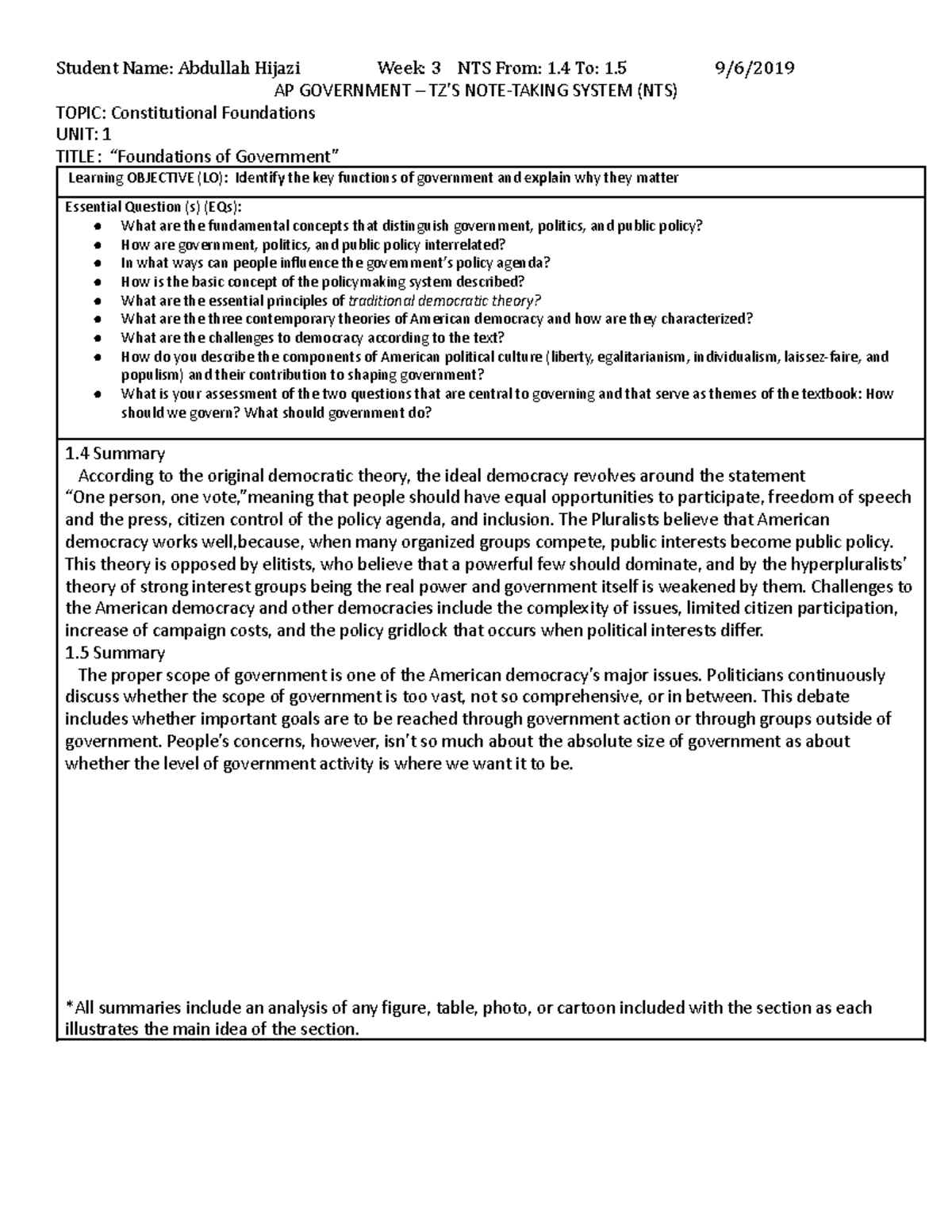 AP Government NOTE Taking System Template (revised) - AP GOVERNMENT ...