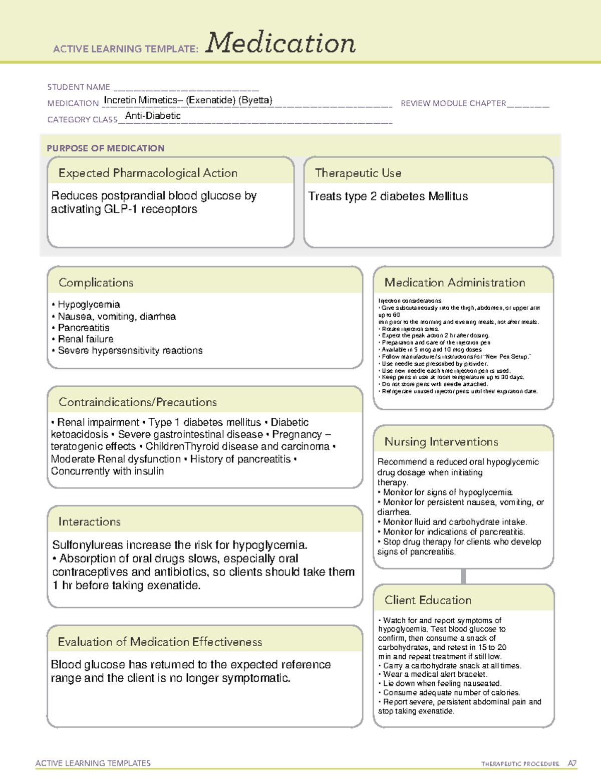ATI Incretin Mimetics exenatide (Byetta) Med Sheet ACTIVE