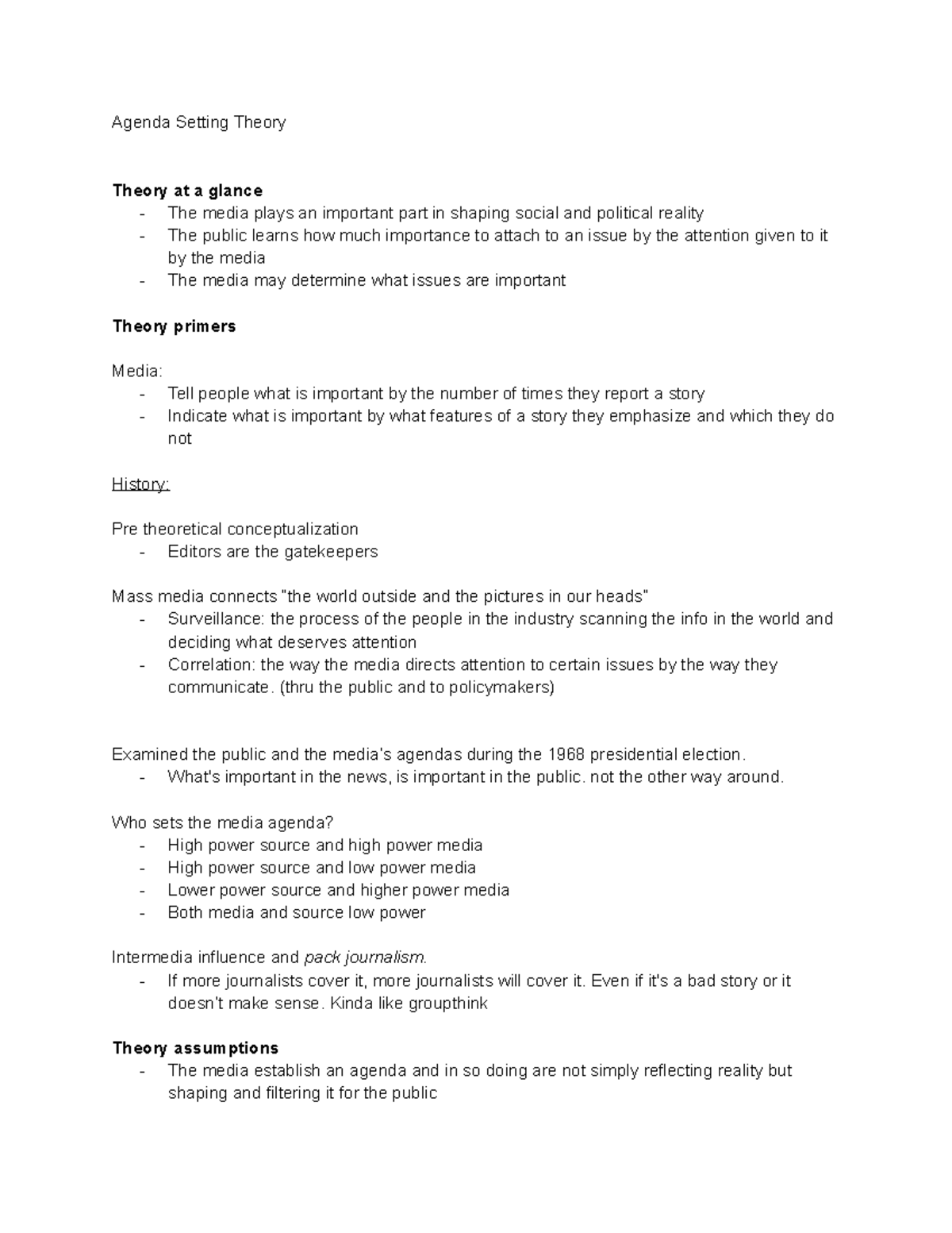 Agenda Setting Theory Agenda Setting Theory Theory At A Glance The
