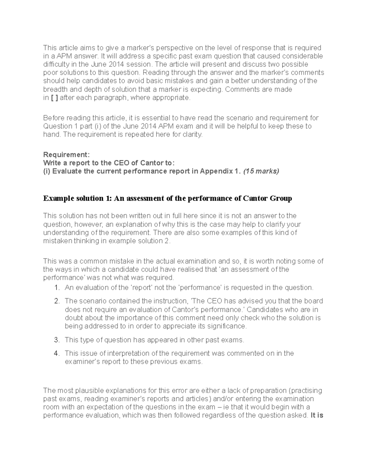 4. Improving your Advanced Performance Management answers – part 1 ...
