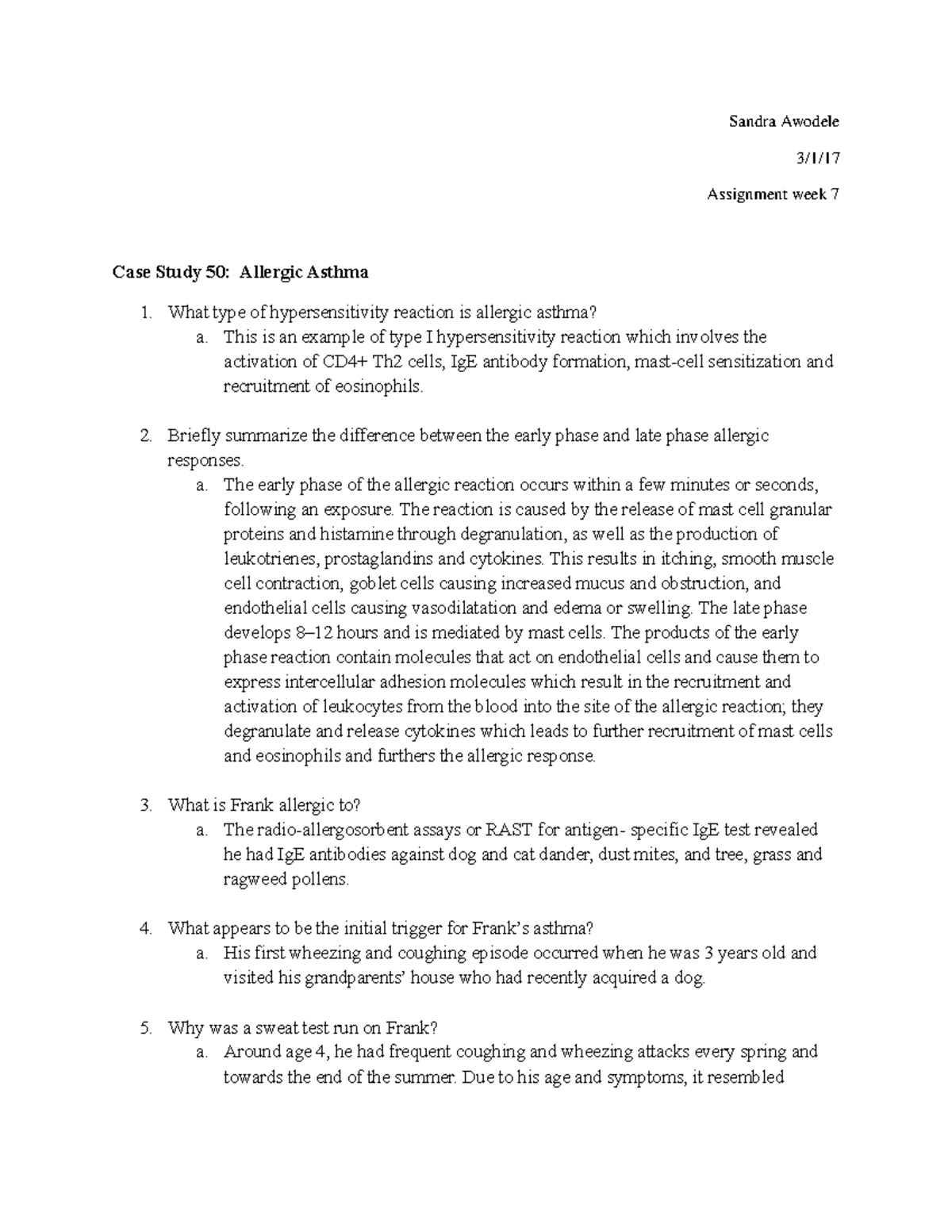 case study allergic asthma