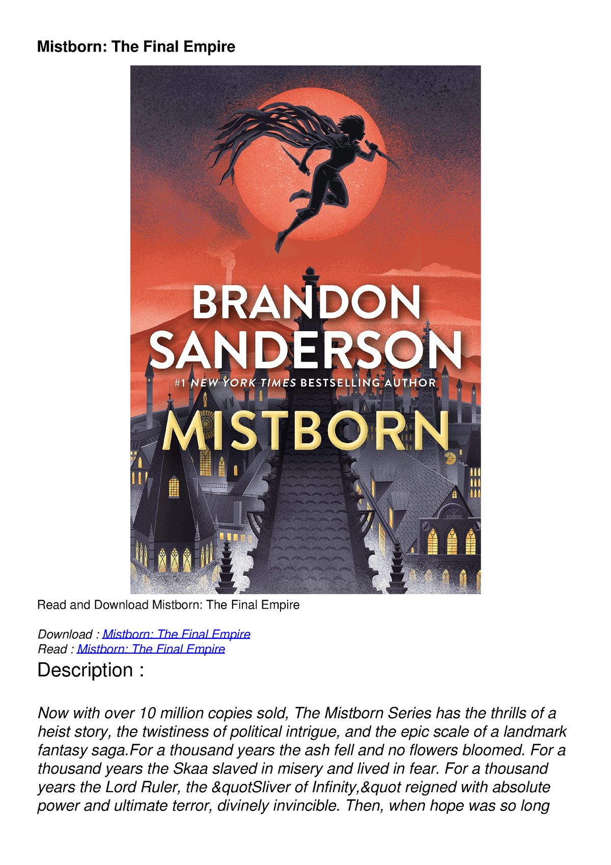 DOWNLOAD/PDF Mistborn: The Final Empire - Mistborn: The Final Empire ...