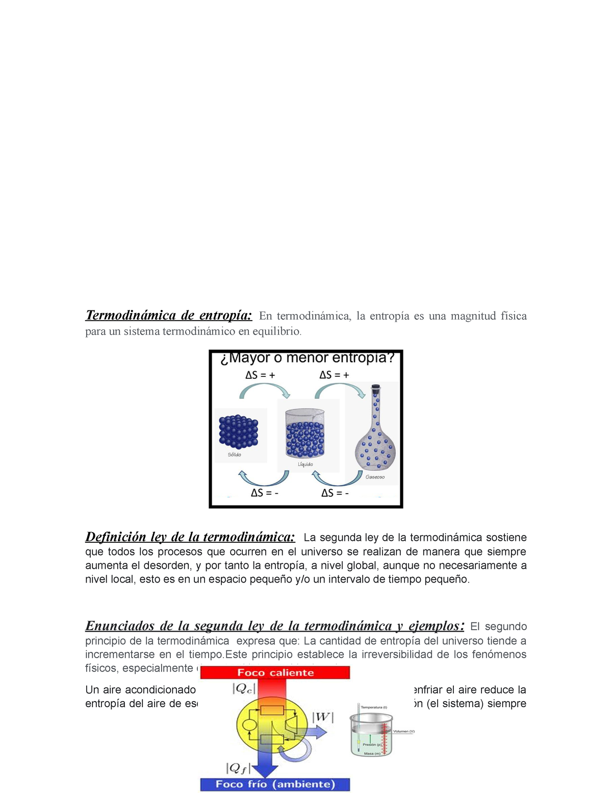 Leyes de la termodinamica - Leyes de la - Termodinámica- Termodinámica de  entropía: En - Studocu