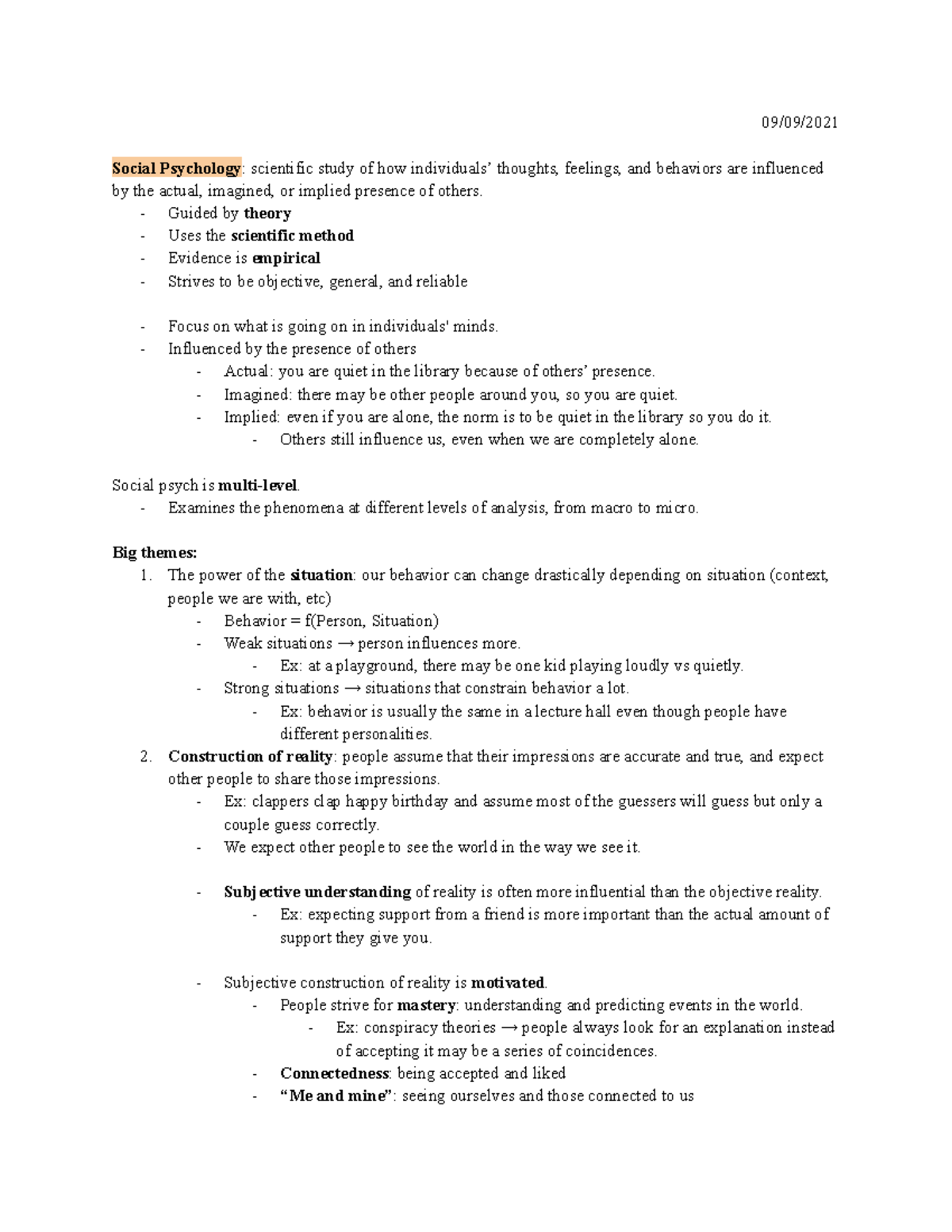 Lecture 1 What Is Social Psychology 09 09 Social Psychology