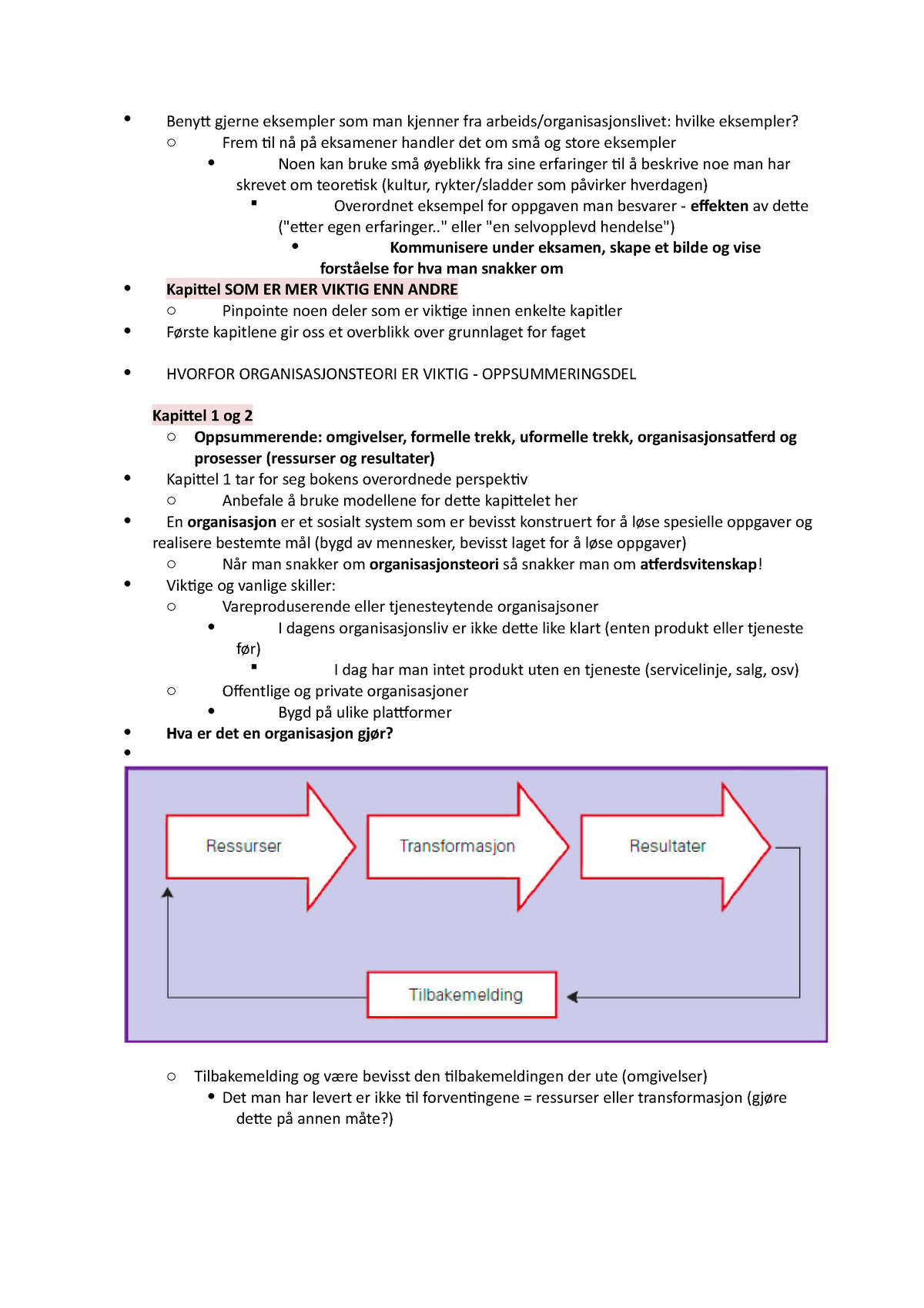 Oppsummering-i-OL - Sammendrag Organisasjon Og Ledelse - Benytt Gjerne ...