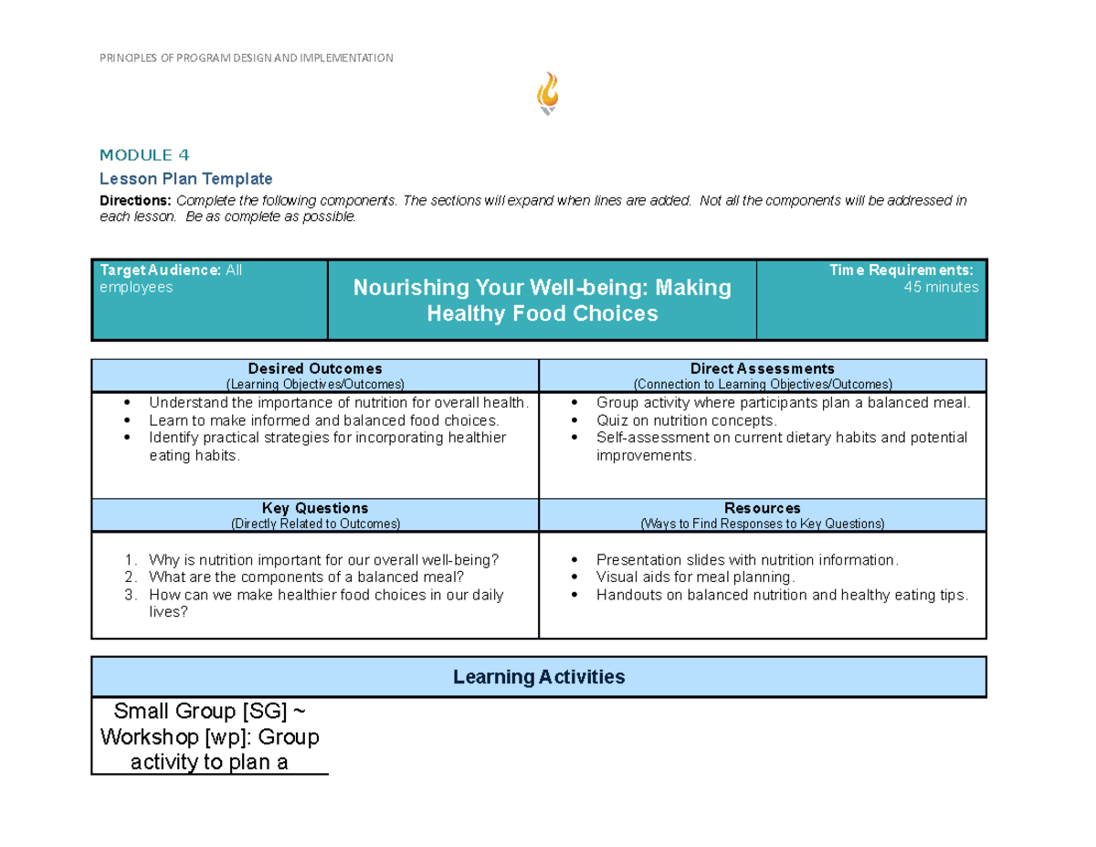 ACE Ed5353 mod 4 lesson plan 2 - PRINCIPLES OF PROGRAM DESIGN AND ...