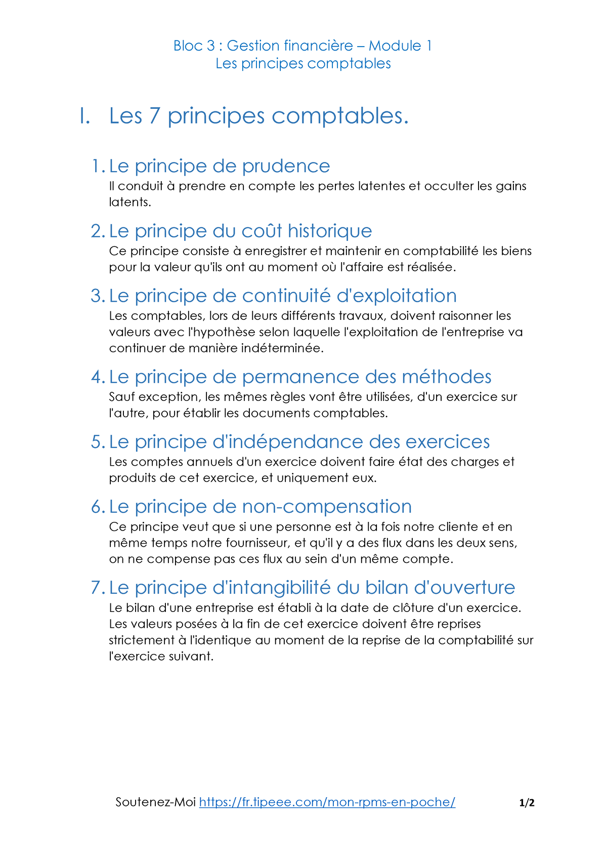 1 Les 7 Principes Comptables - Bloc 3 : Gestion Financière – Module 1 ...