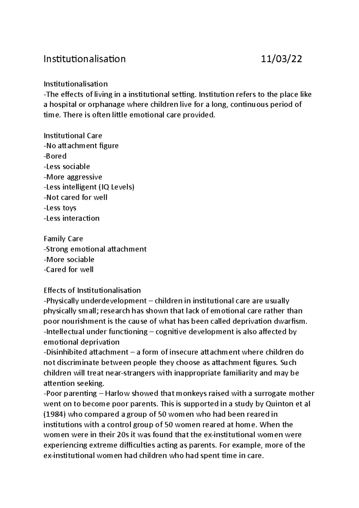 Institutionalisation 11:03:22 - Institutionalisation 11/03 ...